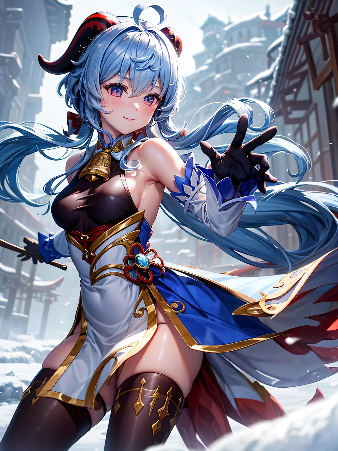 (ultra high resolution:1.5), (masterpiece), (best quality:1.2), intricate details, (jingliu:1.4), (nothing covering ), (no panties), (no bra:1.2), (nothing covering tits), (embarrassed:1.2), (skinny:1.2), (in a snow mountain in jarillo-VI)