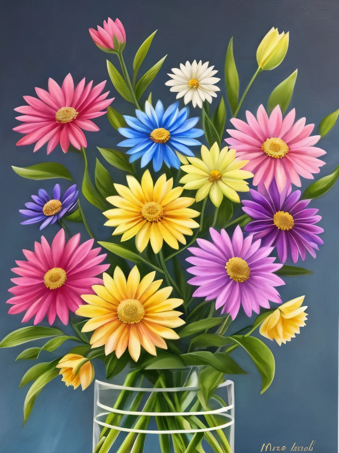 a close up of a bunch of flowers with a dark background, a digital painting by Marie Bashkirtseff, trending on cgsociety, digital art, 🌺 cgsociety, beautiful!!! digital art, gorgeous digital art, beautiful detail and color, beautiful color art!, great pinterest photo, very beautiful digital art, rich flower colors, beautiful digital art, magical colorful flowers