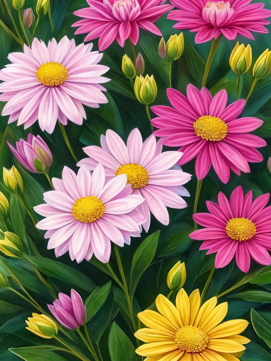 a close up of a bunch of flowers with a dark background, 🌺 cgsociety, beautiful!!! digital art, gorgeous digital art, beautiful detail and color, beautiful color art!, great pinterest photo, rich flower colors, very beautiful digital art, by Marie Bashkirtseff, beautiful digital art, magical colorful flowers, wow it is beautiful, by Android Jones