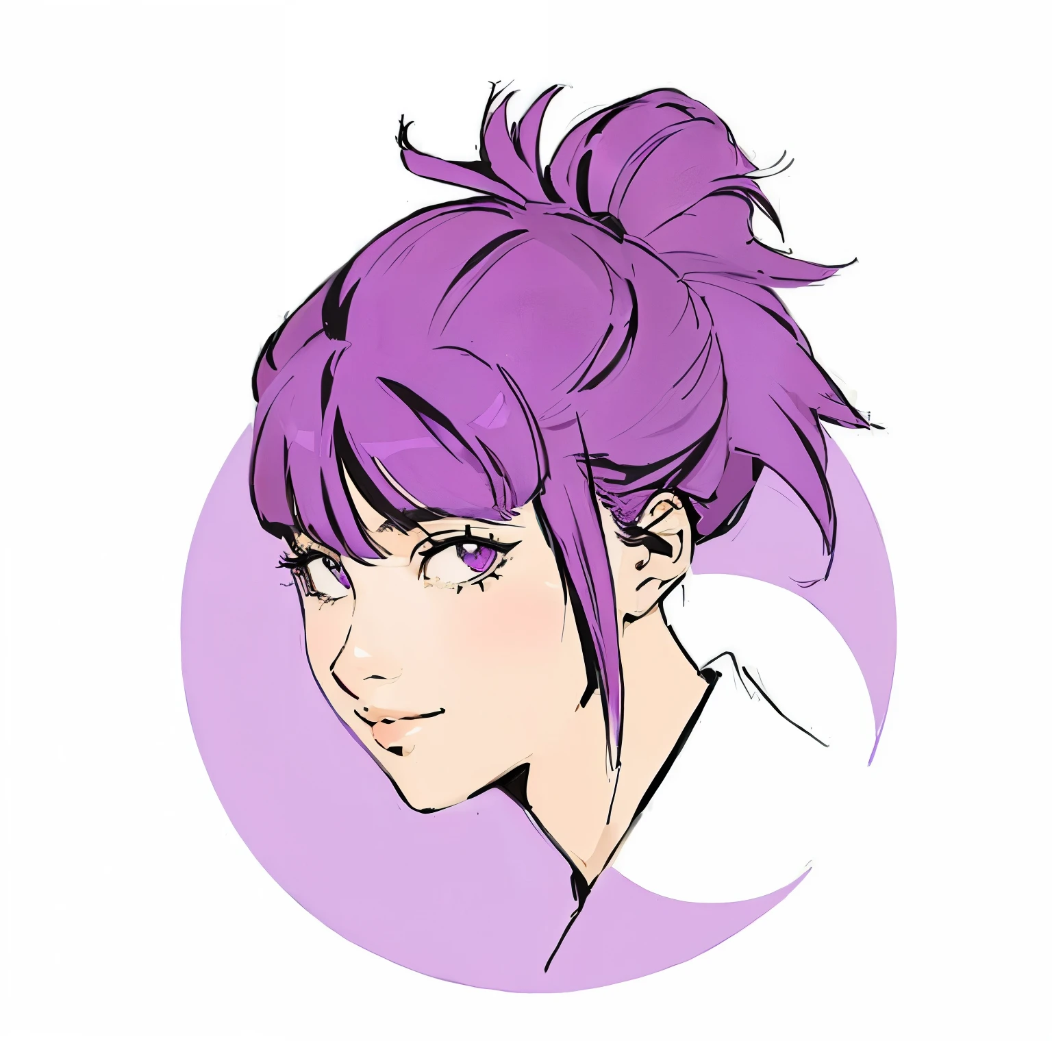 a drawing of a woman with purple hair and glasses, personagem de estilo anime, purple head, retrato estilo anime, em estilo anime, estilo anime sutil, ela tem cabelo roxo, inspirado em Kusumi Morikage, estilo de anime limpo e detalhado, inspirado em Rumiko Takahashi, no estilo anime, Retrato 2D, perfil de retrato de garota de anime, retrato de cabelo roxo de mulher