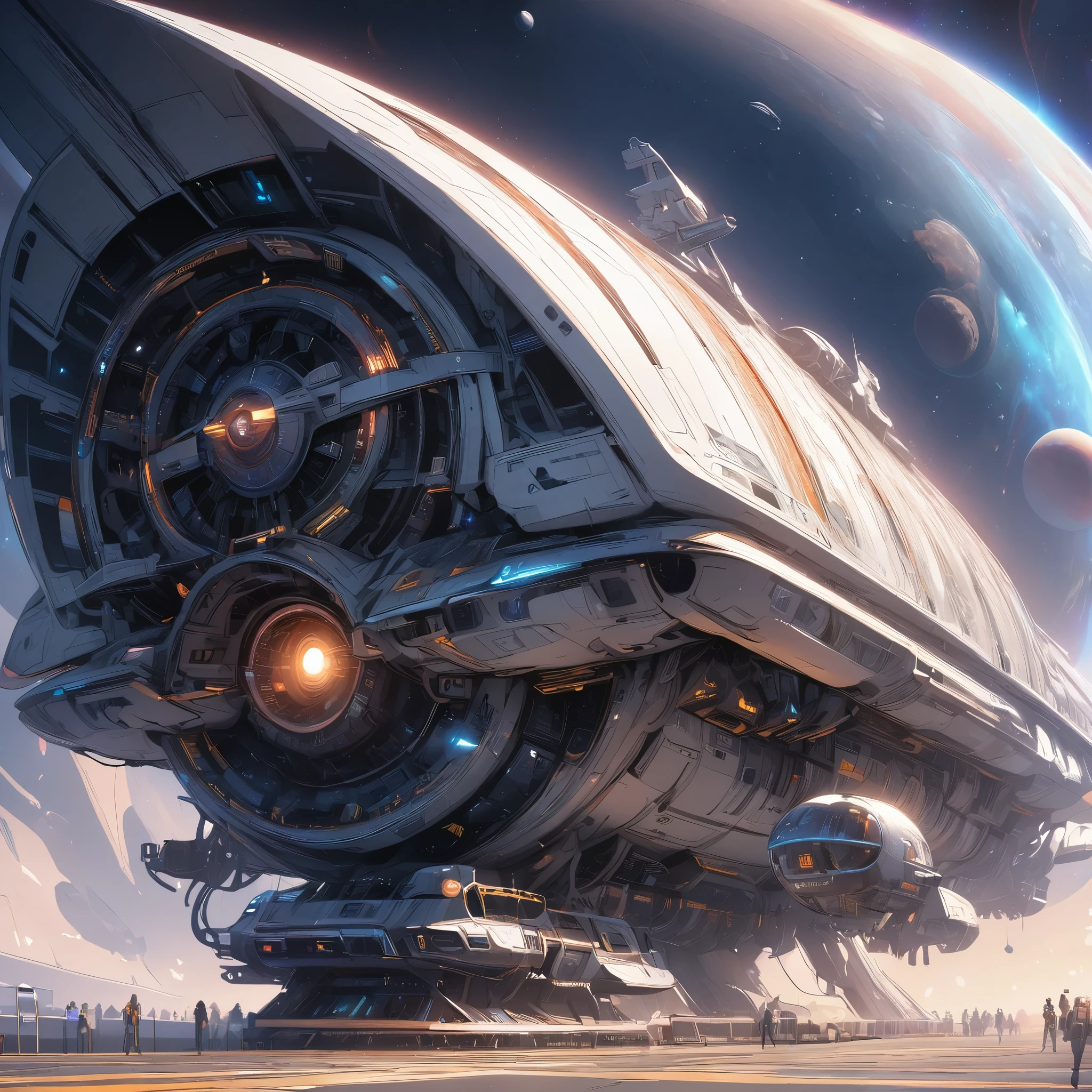 space ship，Extremely detailed，light-sensitive，Metallic