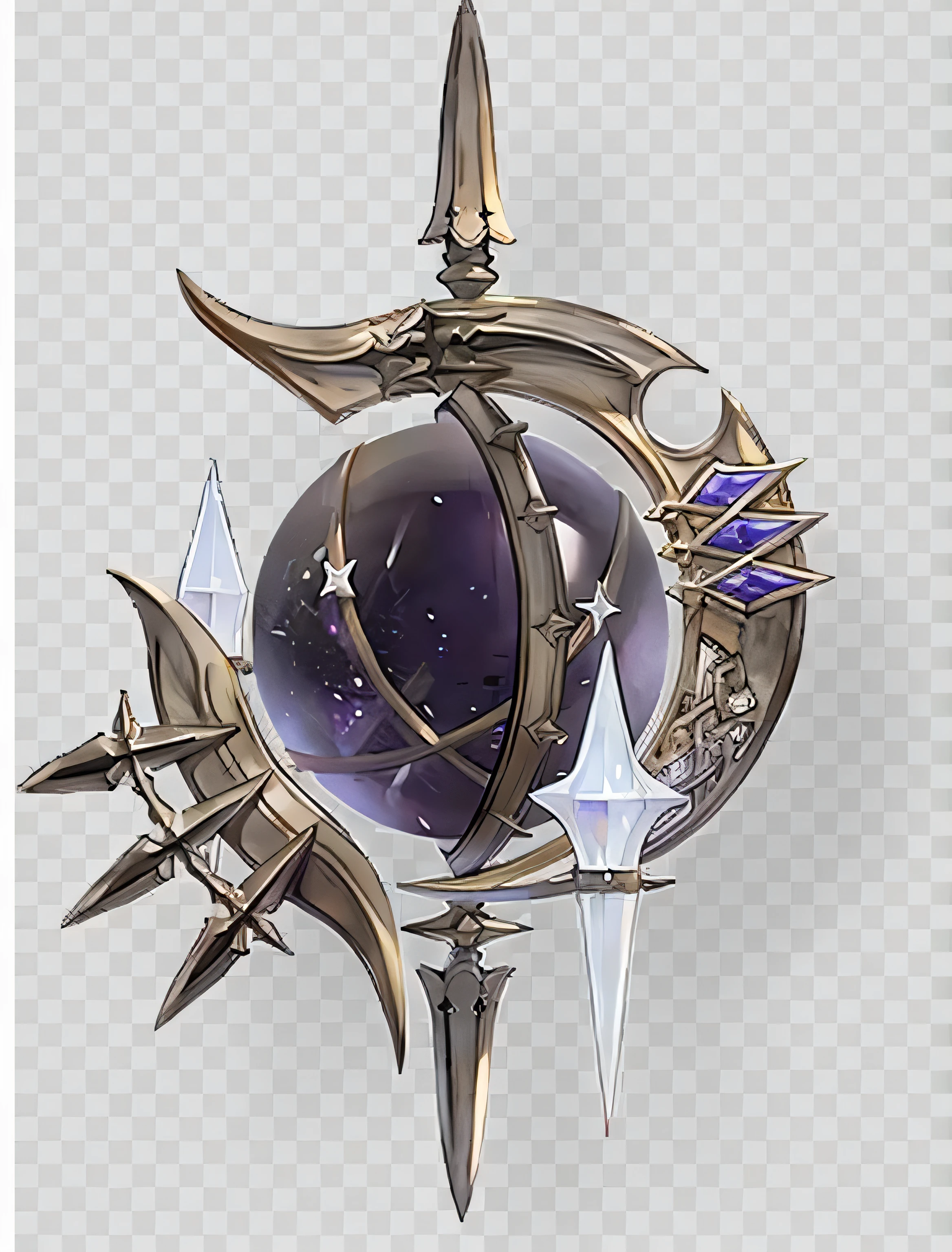 As estrelas and close up of the moon with purple balls, fantasy weapon, Fantasy game spell symbols, Game asset mystery, RPG game rendering, rpg game , Mysterious art style, Fantasy RPG Game Weapon Art, concept art magical highlight, epic fantasy weapon art, Super detailed decoration, ball of eternity, 8k hd wallpaperjpeg artifact,No Man,As estrelaagia,Law ball,a gorgeous,Western fantasy