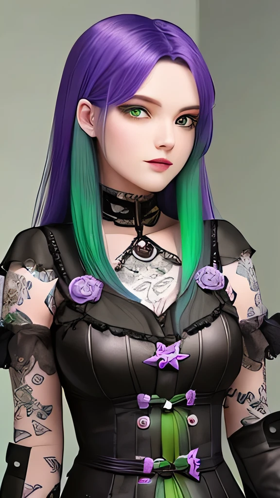 Violet and green hair