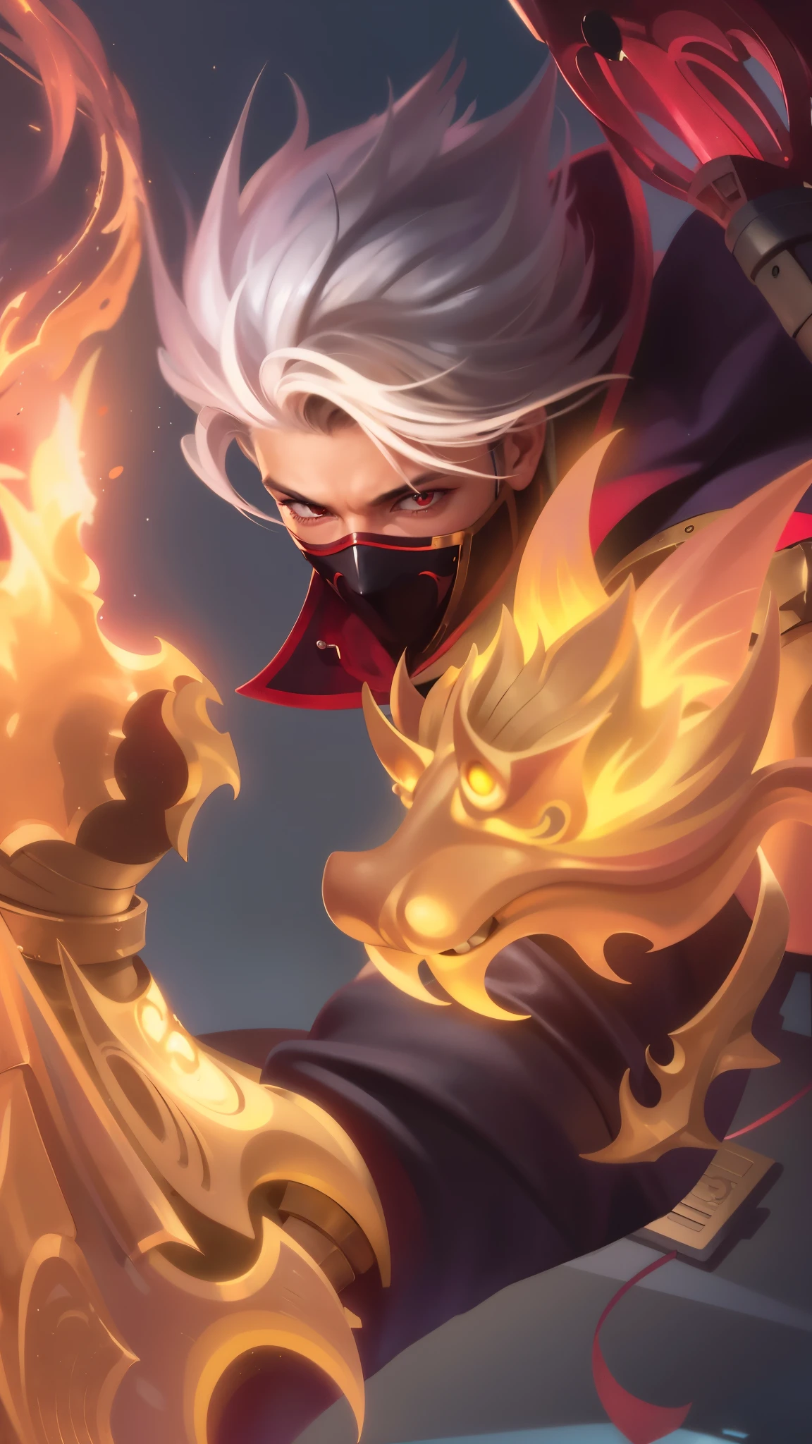 a close up of a guy with a steampunk mask on, Best quality, masterpiece, detailed skin texture, detailed clothes texture, detailed face, super detail, 8k, intricate detail, 1 boy, The color doesn't change, Muscle guy, 1 guy, strong red eye glow (red eye:1.2)