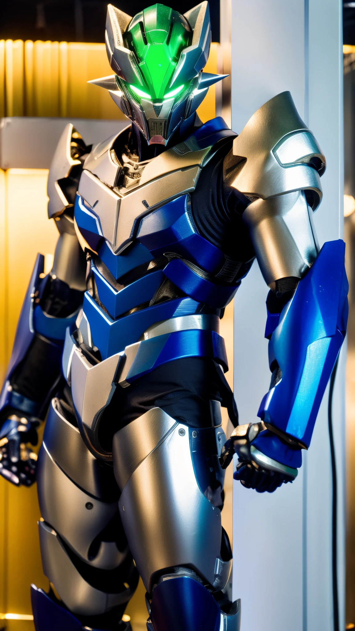 A man wearing a full-face helmet, a fantasy-style biotech armored combat suit, green eyes, (a composite layered chest armor), fully enclosed shoulder guards, matching arm and leg guards, the belt is adorned with Z mark, (the color scheme is primarily white with red and blue accents), the design balances heavy with agility, a high-tech bio-mecha armor, (Armor Concept Inspired by Mazinger Z, stand on the top of a skyscraper in a futuristic sci-fi city), this character embodies a finely crafted fantasy-surreal style armored hero in anime style, exquisite and mature manga art style, (battle damage, element, plasma, energy, the armor glows), ((male:1.5)), metallic, real texture material, dramatic, high definition, best quality, highres, ultra-detailed, ultra-fine painting, extremely delicate, professional, perfect body proportions, golden ratio, anatomically correct, symmetrical face, extremely detailed eyes and face, high quality eyes, creativity, RAW photo, UHD, 32k, Natural light, cinematic lighting, masterpiece-anatomy-perfect, masterpiece:1.5