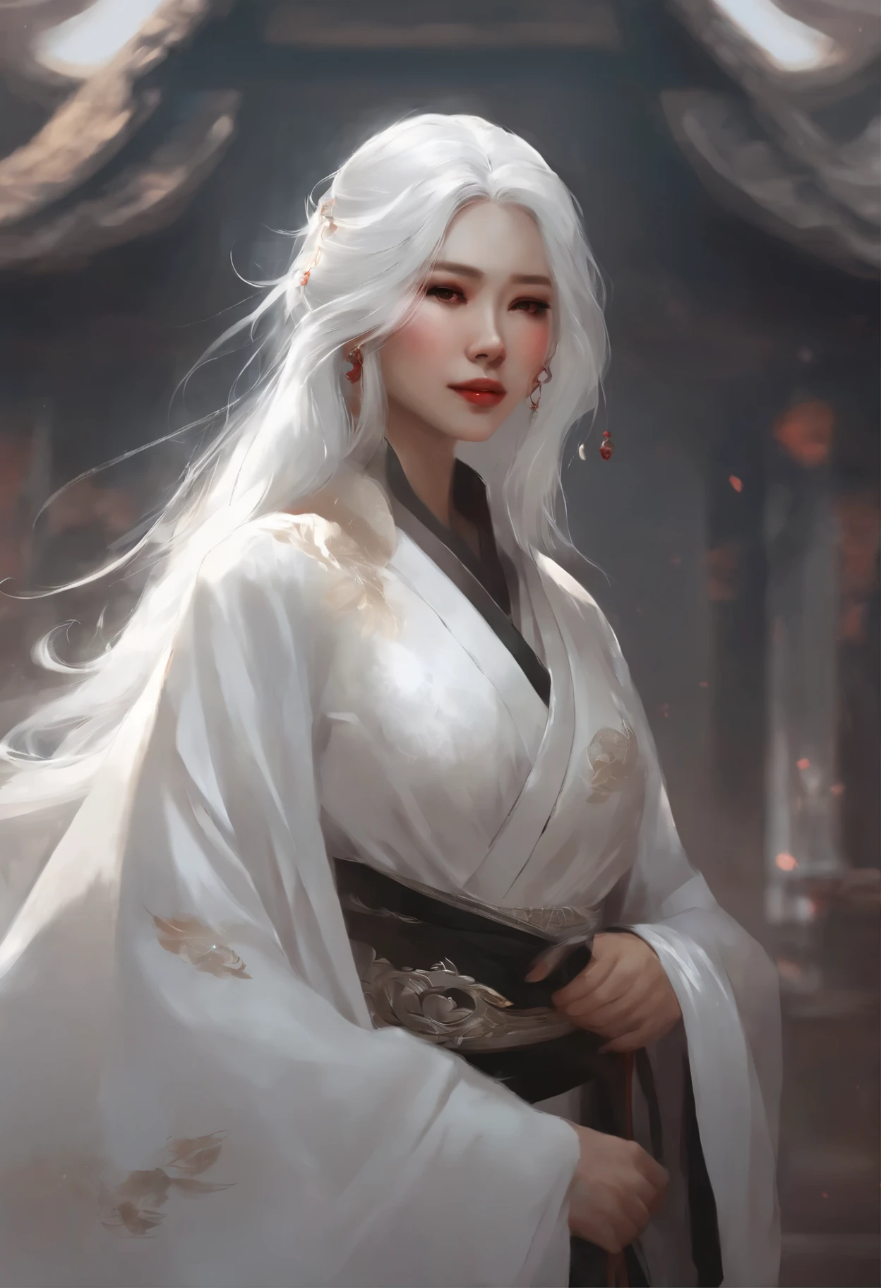Close-up of a white-haired woman wearing a white mask, Beautiful character painting, guweiz, Artwork in the style of Guweiz, White-haired deity, author:Yang Jie, Epic and beautiful character art, Stunning character art, author:Fan Qi, by Wuzhun Shifan, guweiz on pixiv artstation