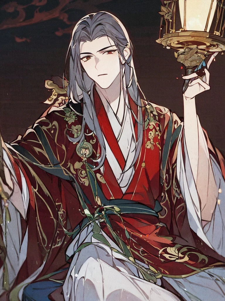 (extremely detailed 8K wallpaper), (ultra-detailed), (best quality), (masterpiece:1.2), (highly detailed), (cinematic lighting), (Original), Cold light, moody, (Chinese elaborate-style painting), ink style, 32K depth of field, 1 boy, Ancient Chinese youth, (handsome), Serious and relaxed face, long black hair