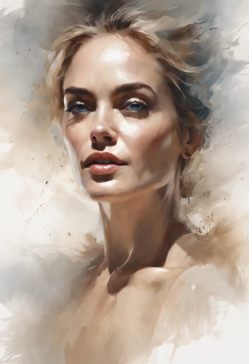 Perfect centering, Sharon Stone, standing position, beleza abstrata, centrado, looking at the camera, facing the camera, approaching perfection, dynamic, altamente detalhado, suave, sharp focus, 8K, high definition resolution, illustration, arte de Carne Griffiths e Wadim Kashin, fundo branco