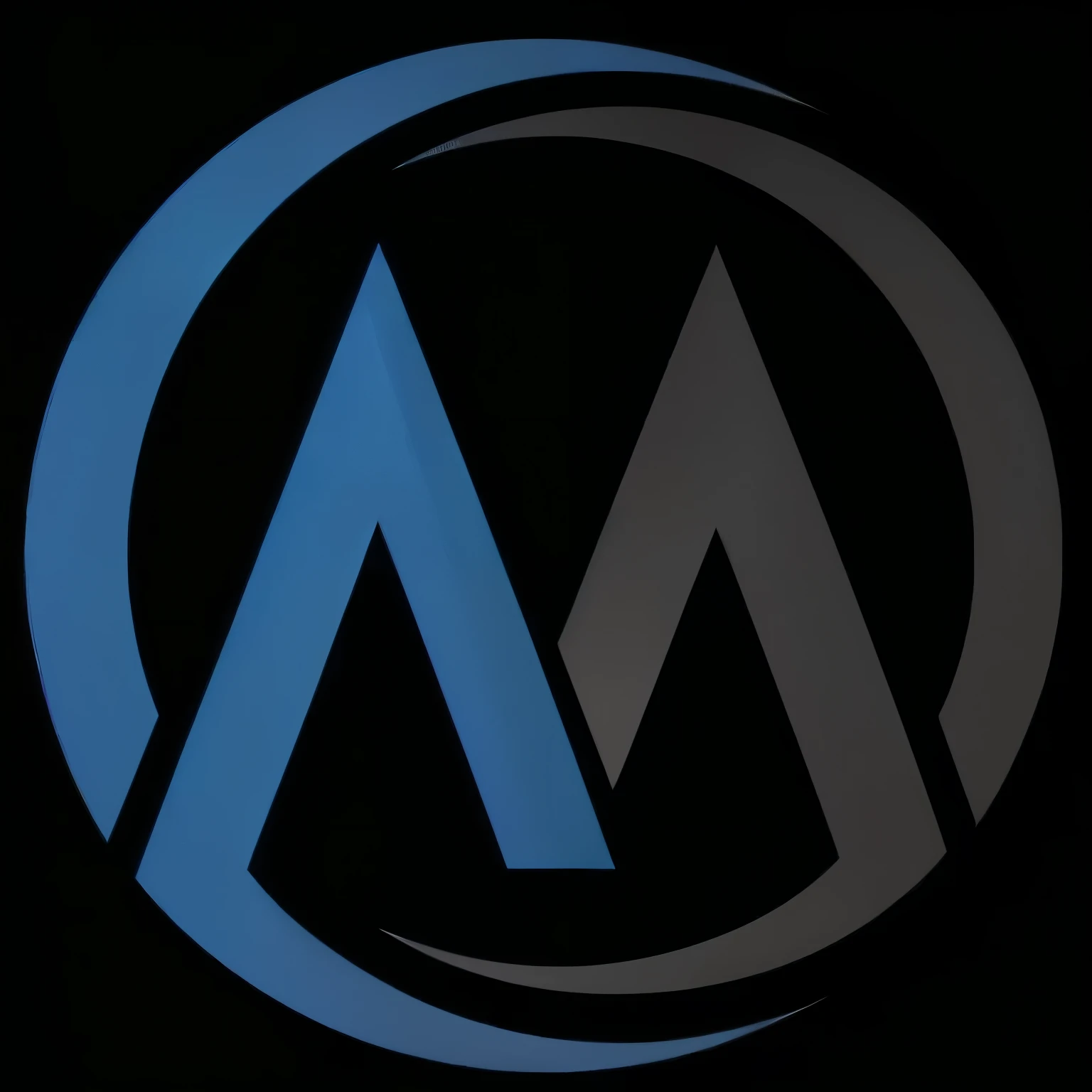 um close up de um logotipo azul e preto com um fundo preto, logotipo arredondado, modern logo, minimalist logotipo sem texto, Alex Malveda, em um fundo preto de cor plana, alex miranda, logotipo sem texto, imagem de avatar, independent studio, Madhouse Anime Studios, feito em adobe ilustrador, logotipo redondo, Marcos Adams, por Matt Cavotta, maxar