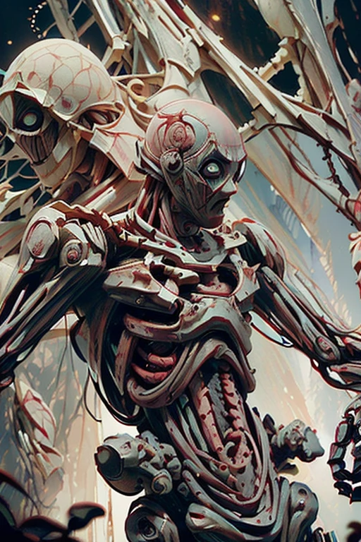 ((best quality)), ((masterpiece)), (detailed), an alien creature, humanoid, gigeresque, pale, milk-white skin, translucent skin, smooth skin texture like a dolphin, no hair, round head, (bulbous head), (xenomorph head), (no eyes), (smooth face), (bright gums) like a shark's mouth, (a long tongue, like an elephant trunk, coming out of the mouth with a squid-like beak at the tip), (protrusions along a skeletal ridged back), (breathing holes on the chest), a tail that splits into three tentacles, long skinny arms that it walks on, where the legs would be is another set of arms that are used for grabbing, H R Giger, Clive Barker's The Thing, xenomorph, necromorph, predator, Engineer, sci fi horror, cosmic horror