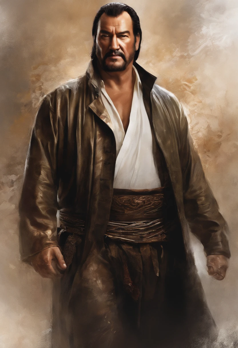 Perfect centering, Steven seagal, standing position, beleza abstrata, centrado, looking at the camera, facing the camera, approaching perfection, dynamic, altamente detalhado, suave, sharp focus, 8K, high definition resolution, illustration, arte de Carne Griffiths e Wadim Kashin, fundo branco