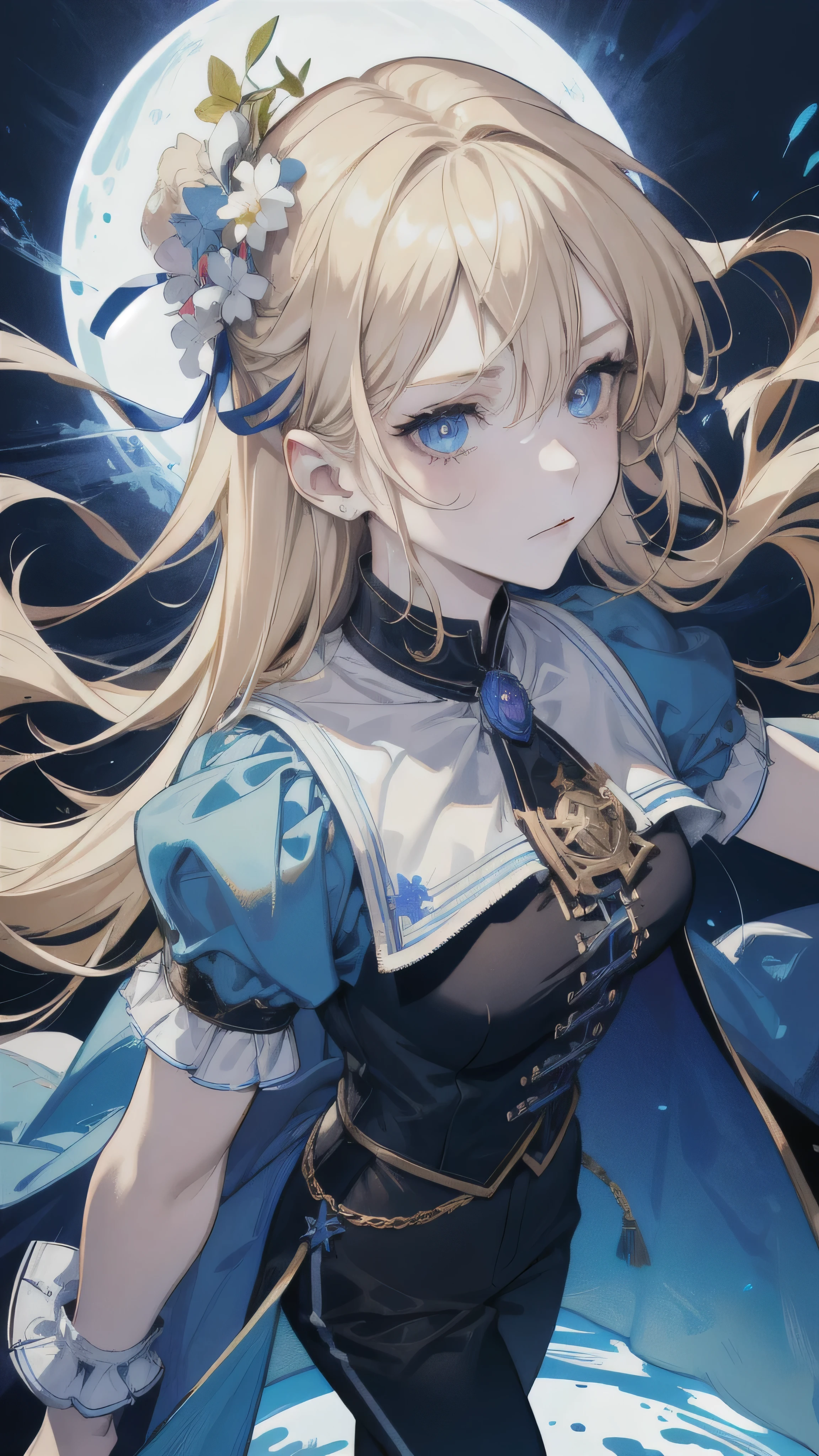 (absurdres, highres, ultra detailed), 1 female, adult, beautiful, finely detailed eyes, blond color hair, A young girl with flowing blonde hair cascading down her shoulders, framing a face adorned with determined blue eyes. She wears a vibrant red top with a white pirate emblem emblazoned on the chest, paired with fitted black pants and knee-high brown boots. FACING VIEWER FACING FRONT