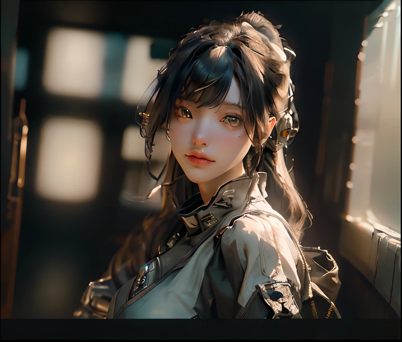 ((Best quality)), ((masterpiece)), (detailed:1.4), 3D, an image of a beautiful cyberpunk female,HDR (High Dynamic Range),Ray Tracing,NVIDIA RTX,Super-Resolution,Unreal 5,Subsurface scattering,PBR Texturing,Post-processing,Anisotropic Filtering,Depth-of-field,Maximum clarity and sharpness,Multi-layered textures,Albedo and Specular maps,Surface shading,Accurate simulation of light-material interaction,Perfect proportions,Octane Render,Two-tone lighting,Wide aperture,Low ISO,White balance,Rule of thirds,8K RAW,