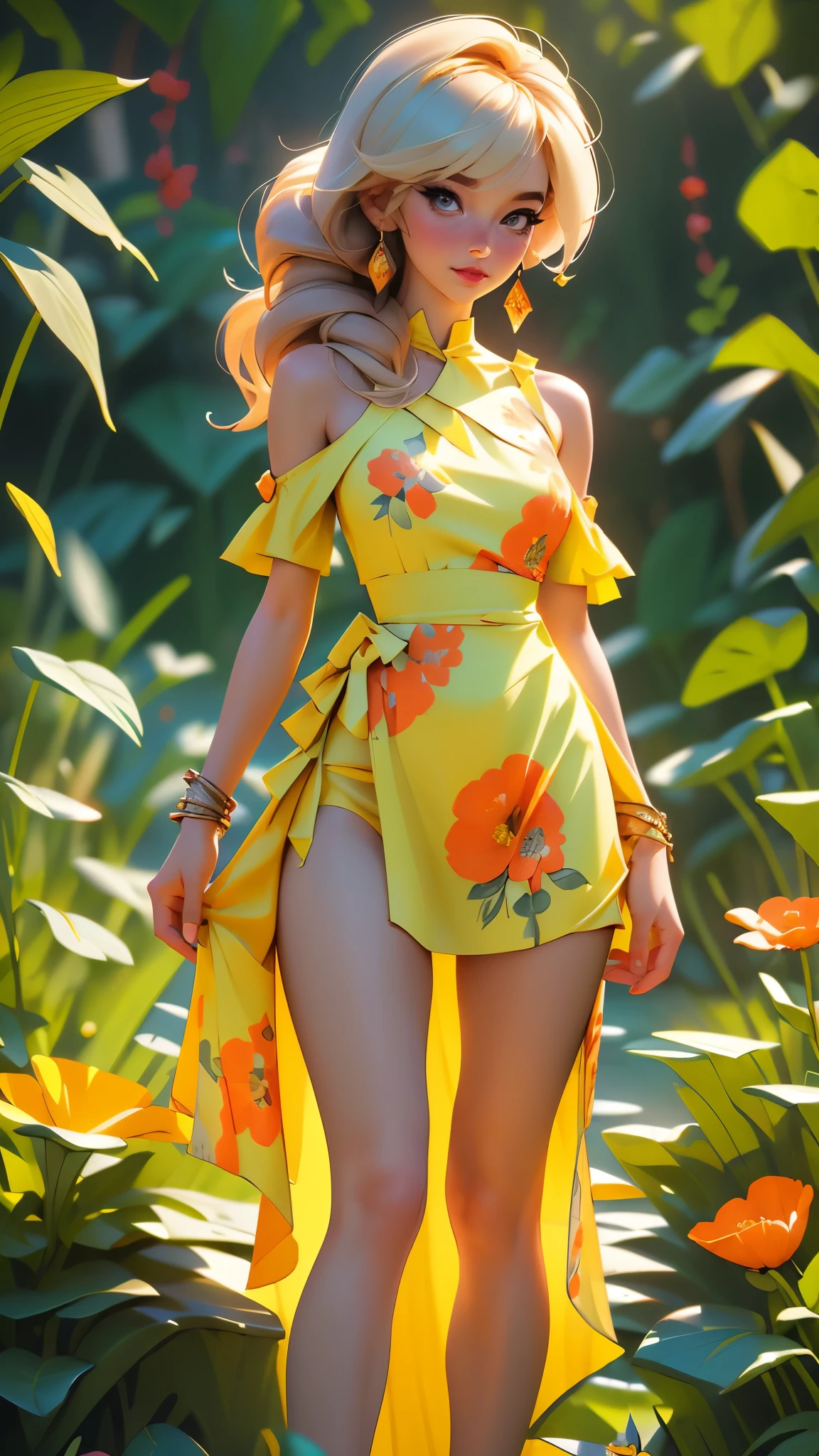 (best quality,4k,8k,highres,masterpiece:1.2),ultra-detailed,(best quality,realistic:1.2),lovely woman,field of poppy flowers,sheer yellow floral print summer dress,sunset,play,joy,beauty,harmony,portrait,soft lighting,vibrant colors, HDR, 8k, absurdres, cinestill 800, sharp focus, add_detail:2, Ultra HD | | | ((Fullbody-shot)) add_detail:2 (1woman, solo)