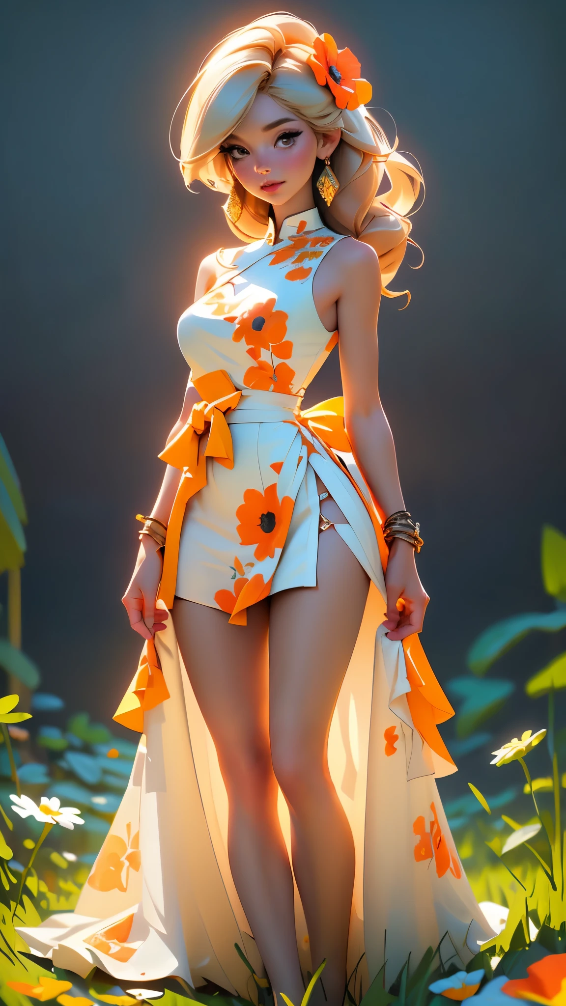 (best quality,4k,8k,highres,masterpiece:1.2),ultra-detailed,(best quality,realistic:1.2),lovely woman,field of poppy flowers,sheer yellow floral print summer dress,sunset,play,joy,beauty,harmony,portrait,soft lighting,vibrant colors, HDR, 8k, absurdres, cinestill 800, sharp focus, add_detail:2, Ultra HD | | | ((Fullbody-shot)) add_detail:2 (1woman, solo)