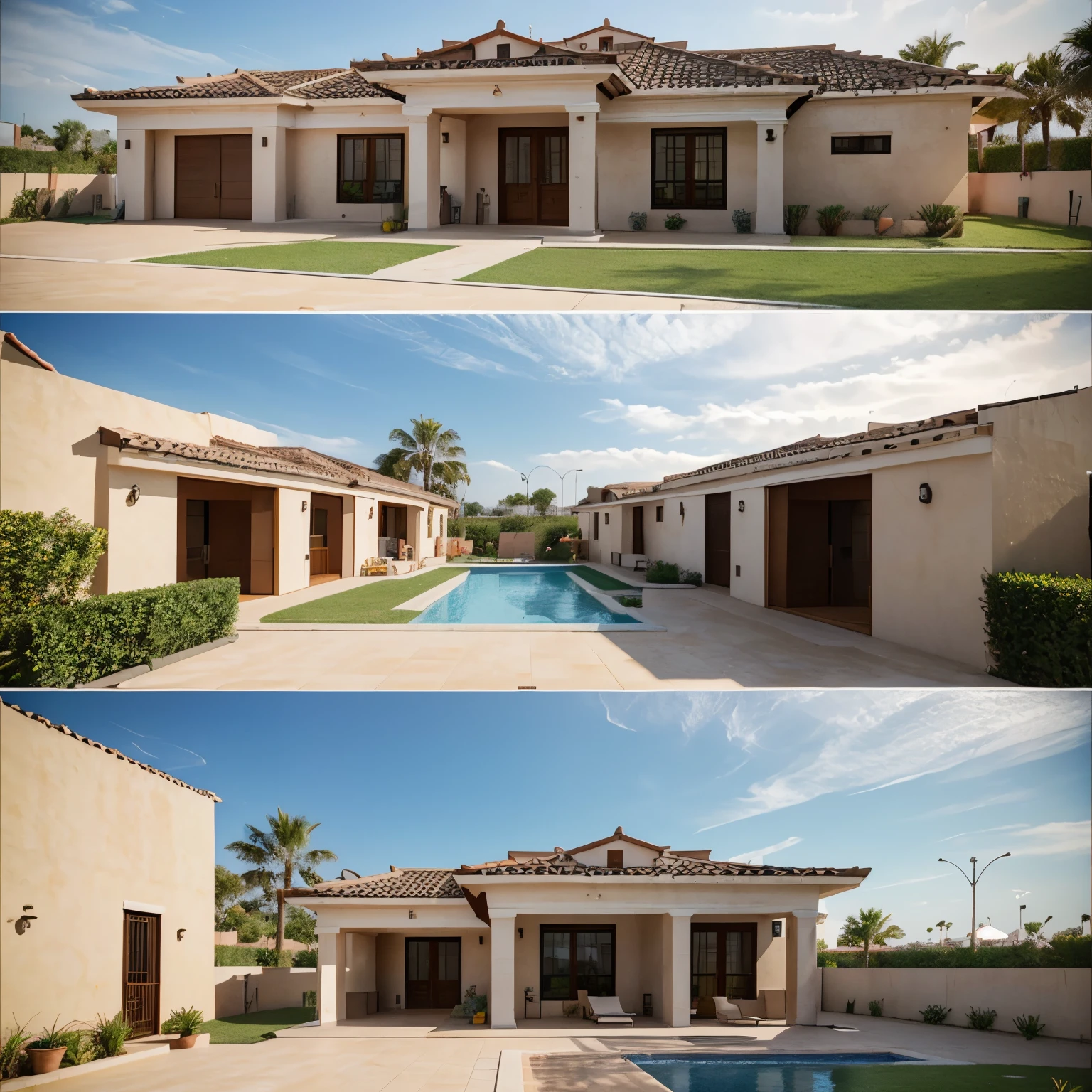 3d architectural plan, with 1 double room, 2 habitaciones para los hijos, 2 habitaciones para visitas, living, large dining room plus 1 barbecue area for outdoor barbecues.