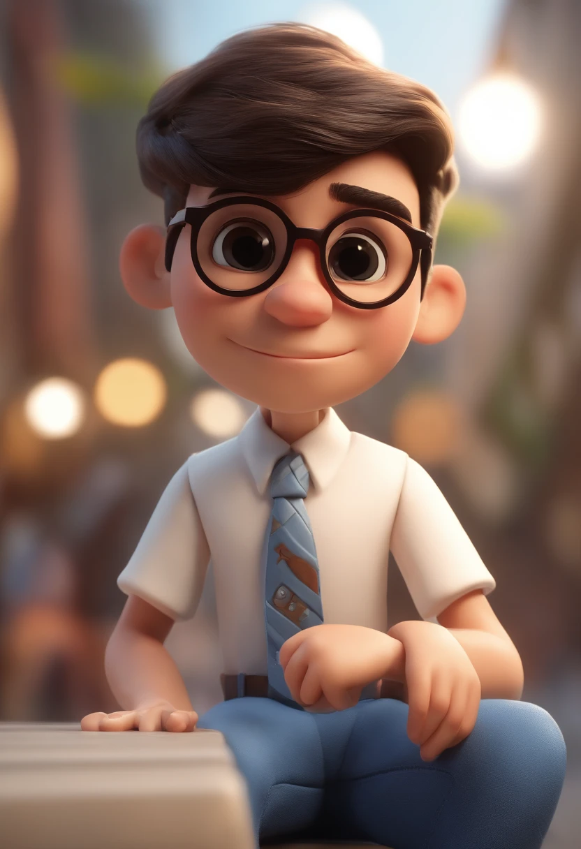 Personaje de dibujos animados de un hombre con gafas negras y camisa azul, animation character, personaje estilizado, animation style rendering, 3D estilizado, Arnold Maya renderizado, Render 3D estilizado, Toon render keyshot, Personaje 3D, Personaje 3D, Stylized 3D rendering, renderizado de personajes 3d, personaje animado, Close-up character, Pose del personaje,  (Estilo Pixar) (parte maestra:1.2) (bokeh) (mejor calidad) (piel detallada) (textura detallada) (8K) (arcilla) (cinematic lighting) (Sharp focus