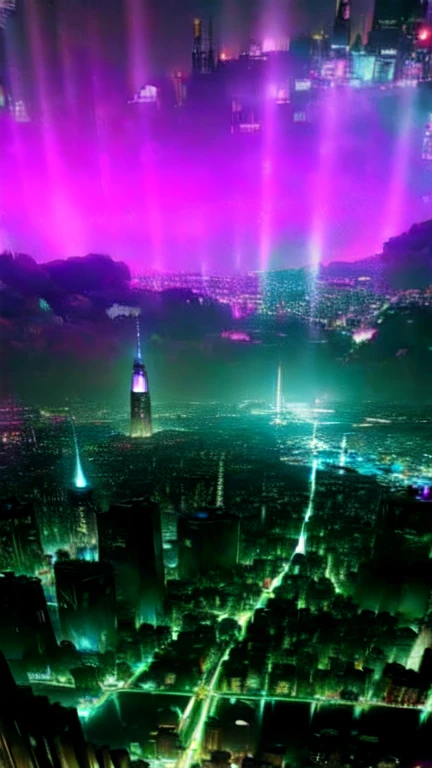 A beautiful futuristic city,(( in a night cyberpunk landscape)),futuristic skycrapers, luminous glyphs, 4k , uhd, insane details, cosmos, near shot