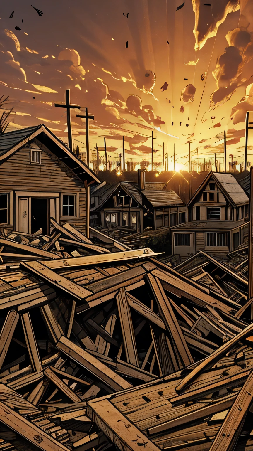 DESTRUCTION OF HOUSES, DEAD PEOPLE MEDIEVAL SCENARIO