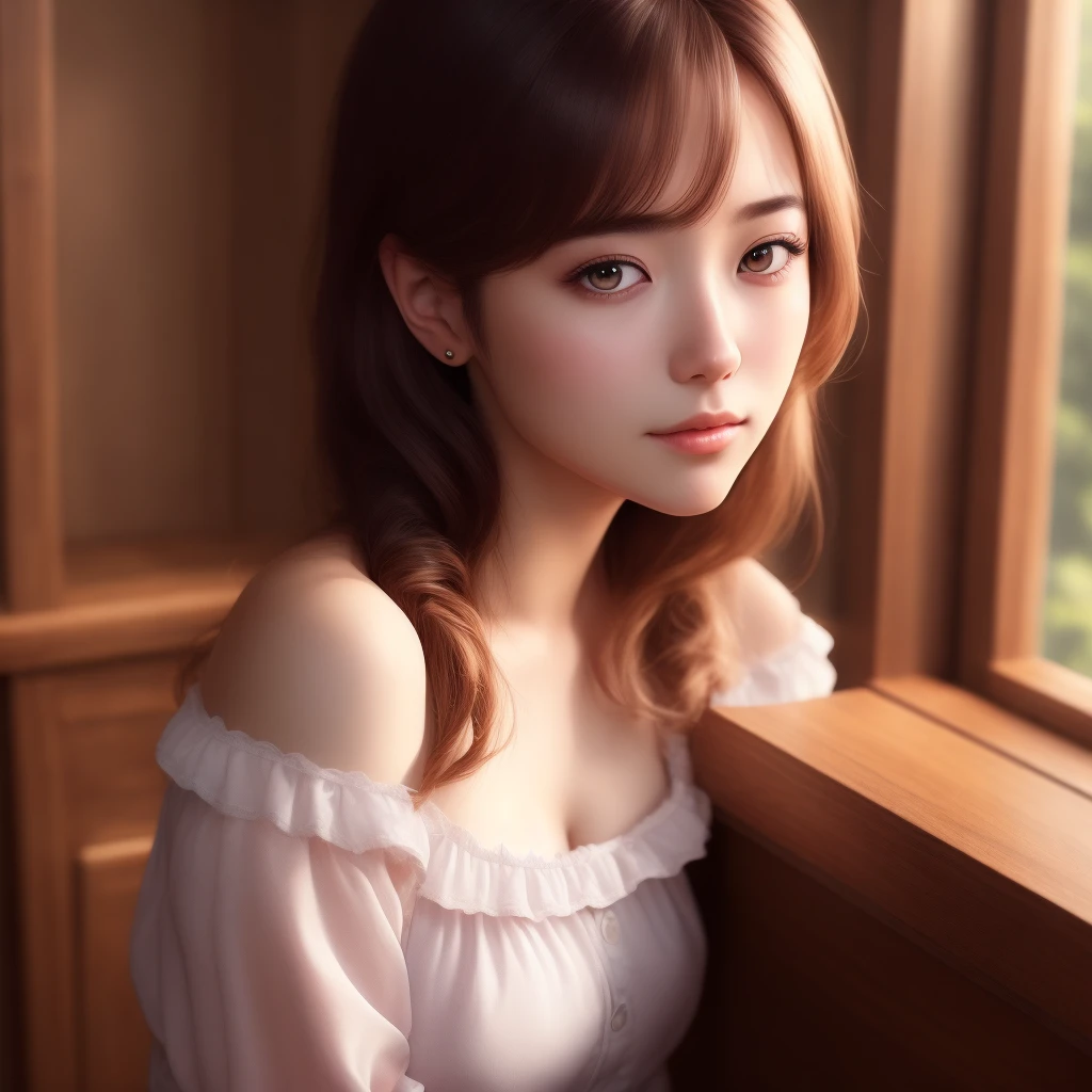 Best quality,masterpiece,ultra high res,(photorealistic:1.4),anime girl,shoulder,charming,Looking at the camera