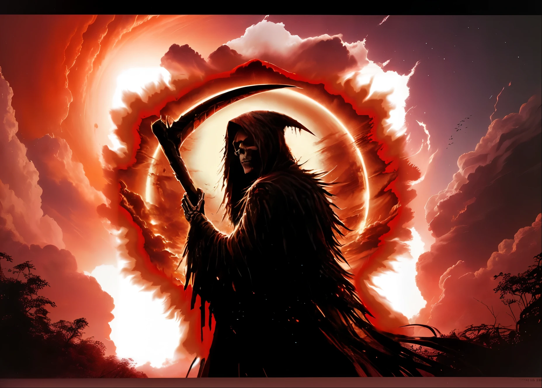 red clouds glwoing