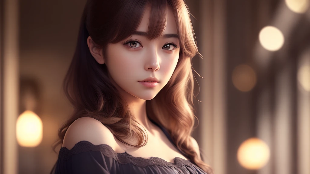 Best quality,masterpiece,ultra high res,(photorealistic:1.4),anime girl,shoulder,charming,Looking at the camera
