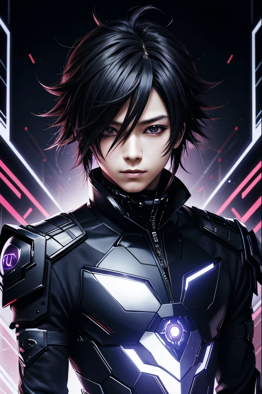 Visual Kei、AI、artwork、Neutral male、Digital Background、Cybervisor