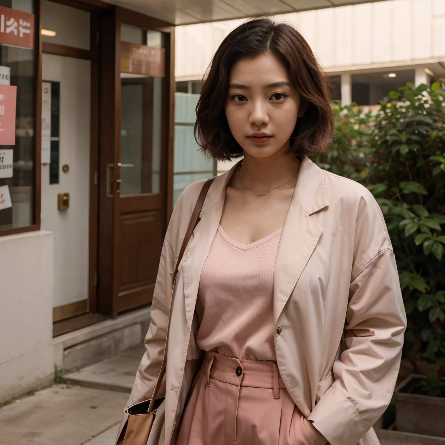 ATRIZ kim go eun de cabelo rosa