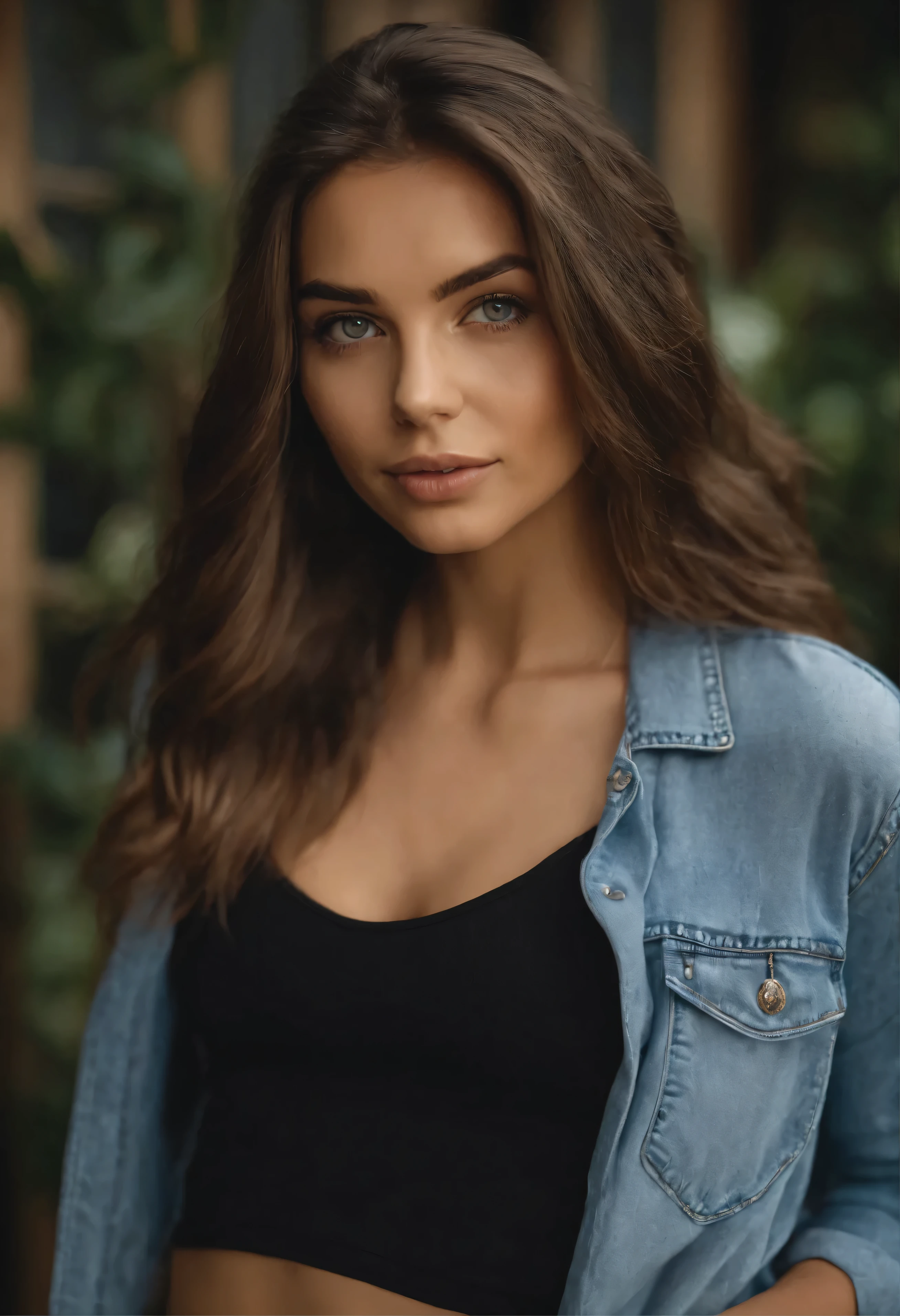 cropped woman with white tank top and necklace, fille sexy aux yeux verts, Portrait de Sophie Mudd, cheveux bruns et grands yeux, selfie d&#39;une jeune femme, Yeux de chambre, violette myers, sans maquillage, Maquillage naturel, regarder directement la caméra, visage avec artgram, maquillage subtil, superbe gros plan, yeux verts perçants