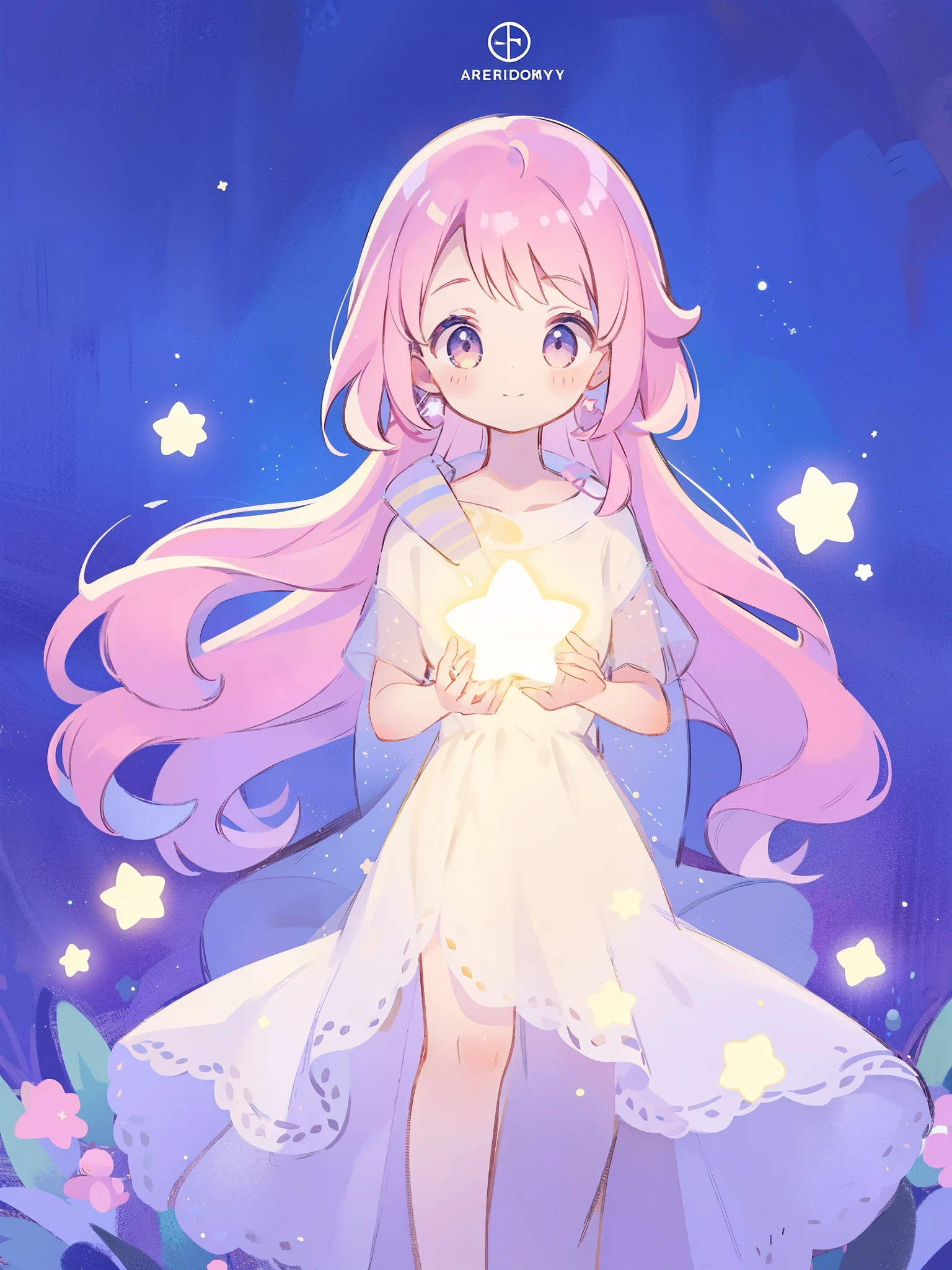 complex background, wishing star background, a woman wearing an ethereal mystical pink translucent dress that reflects the stars, perfume promo art, mystic, complex drawing, highly detailed, Covergirl brand, promo art, artistic rendition, ethereal, starry night, midjourney style