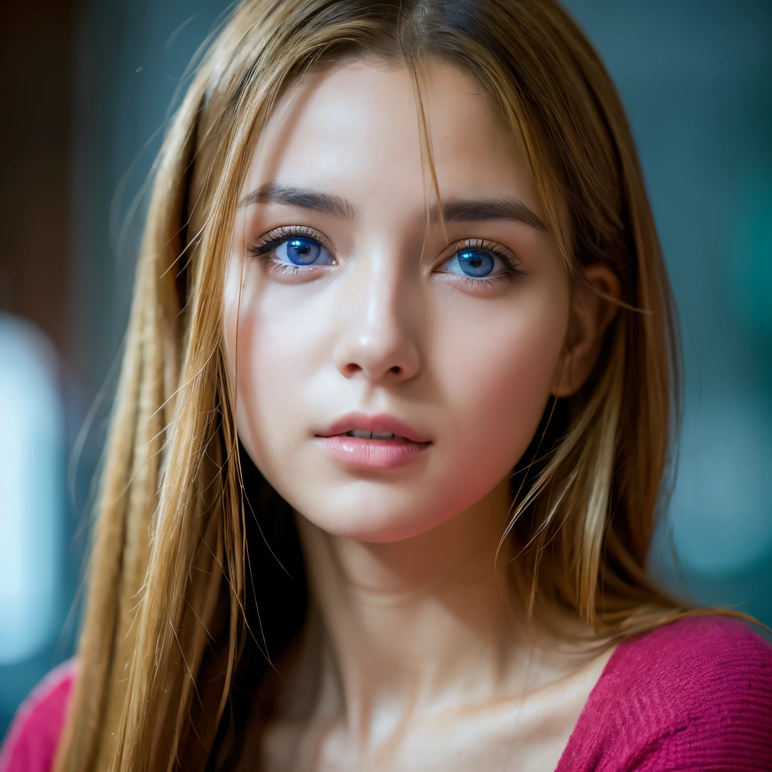 Una chica rubia y de ojos azules