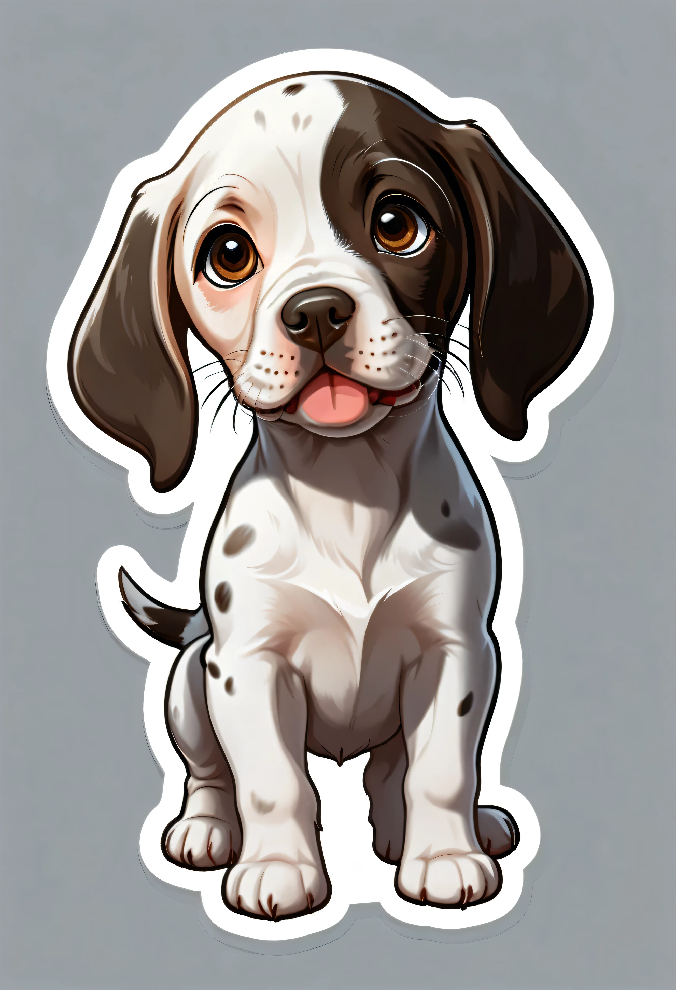 1 sticker, puppy, English Pointer, Round eyes, Cute eyes, Cute gestures, Cute expression, Simple Background