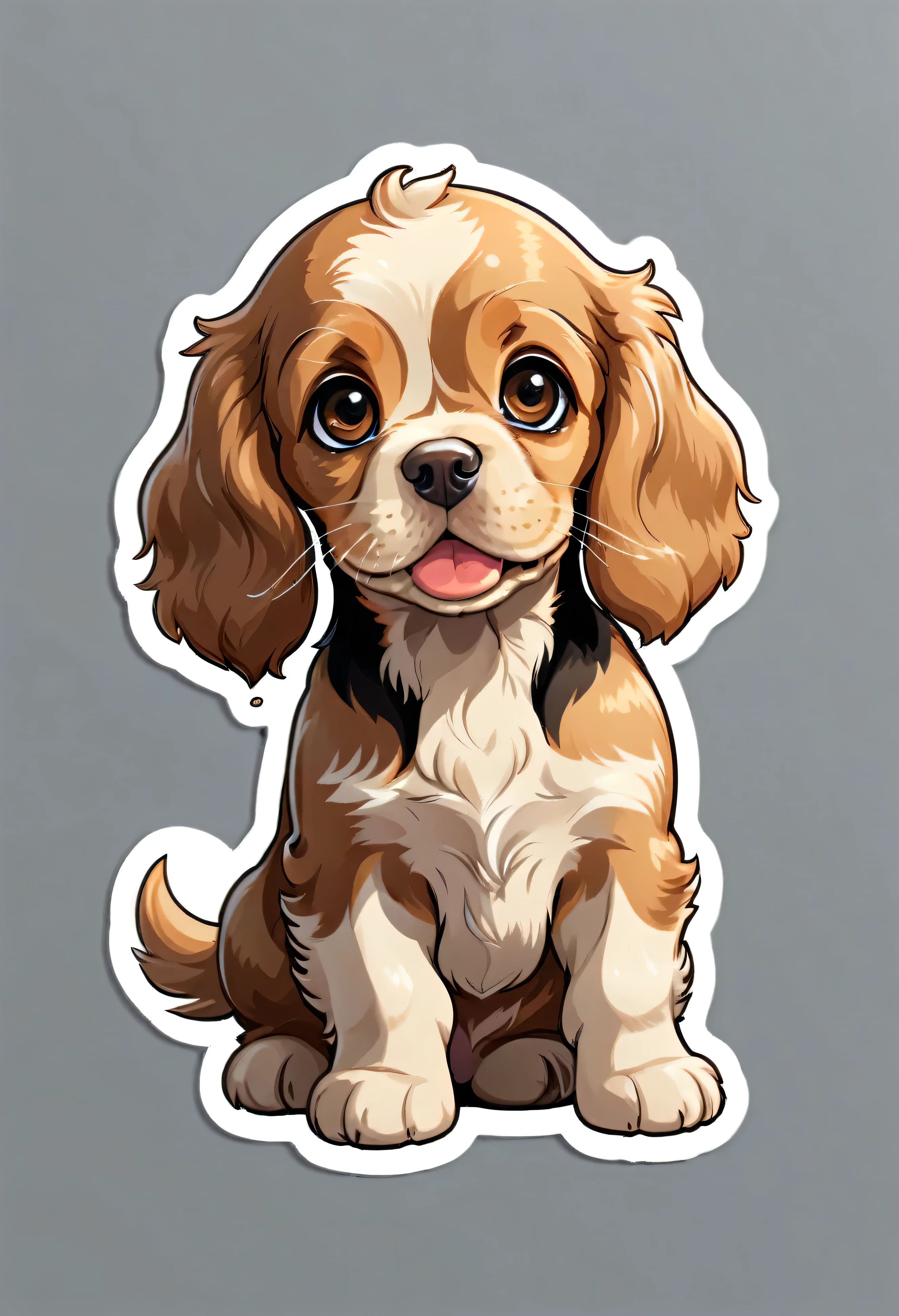 1 sticker, puppy, american cocker spaniel , Round eyes, Cute eyes, Cute gestures, Cute expression, Simple Background