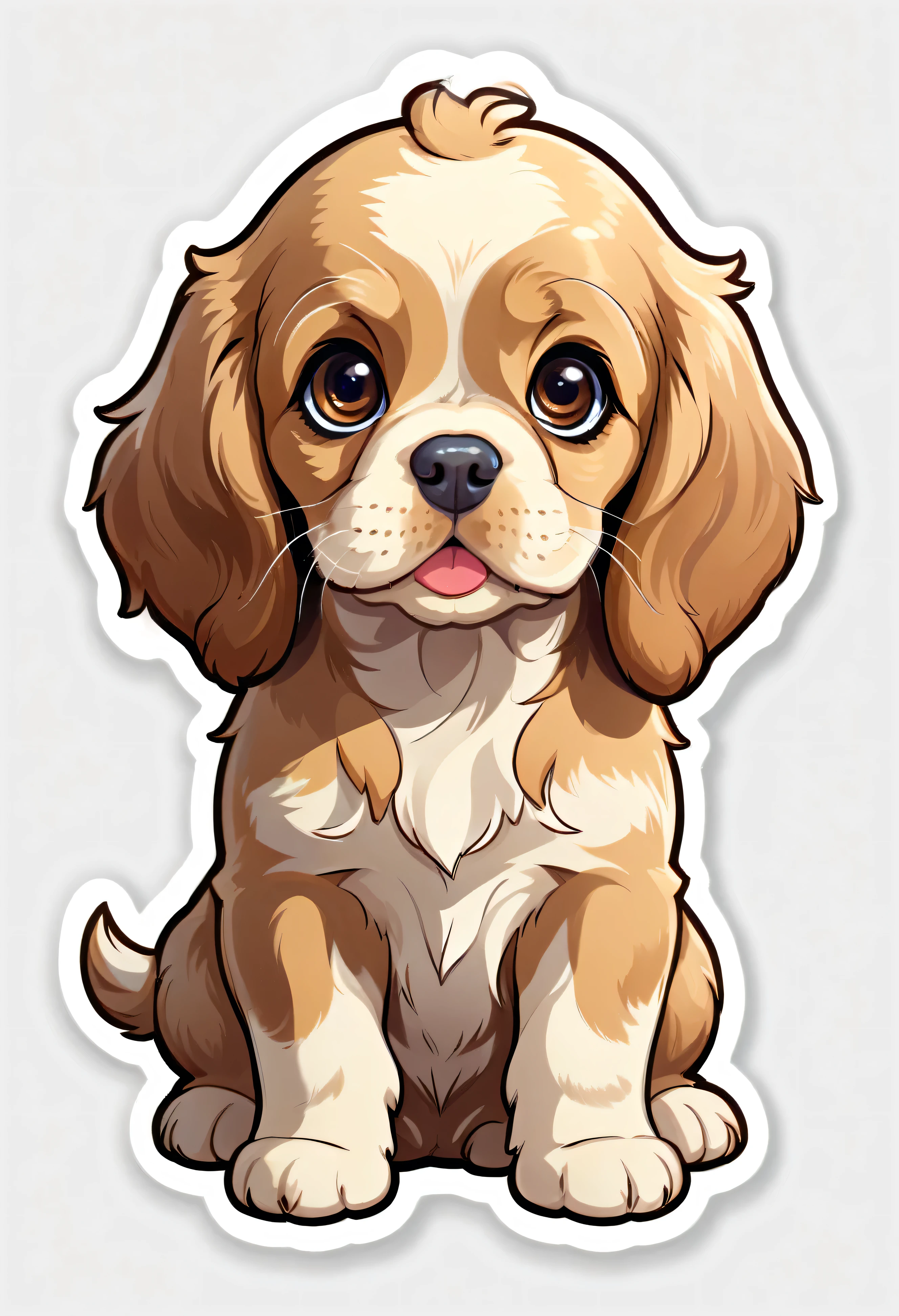 1 sticker, puppy, american cocker spaniel , Round eyes, Cute eyes, Cute gestures, Cute expression, Simple Background