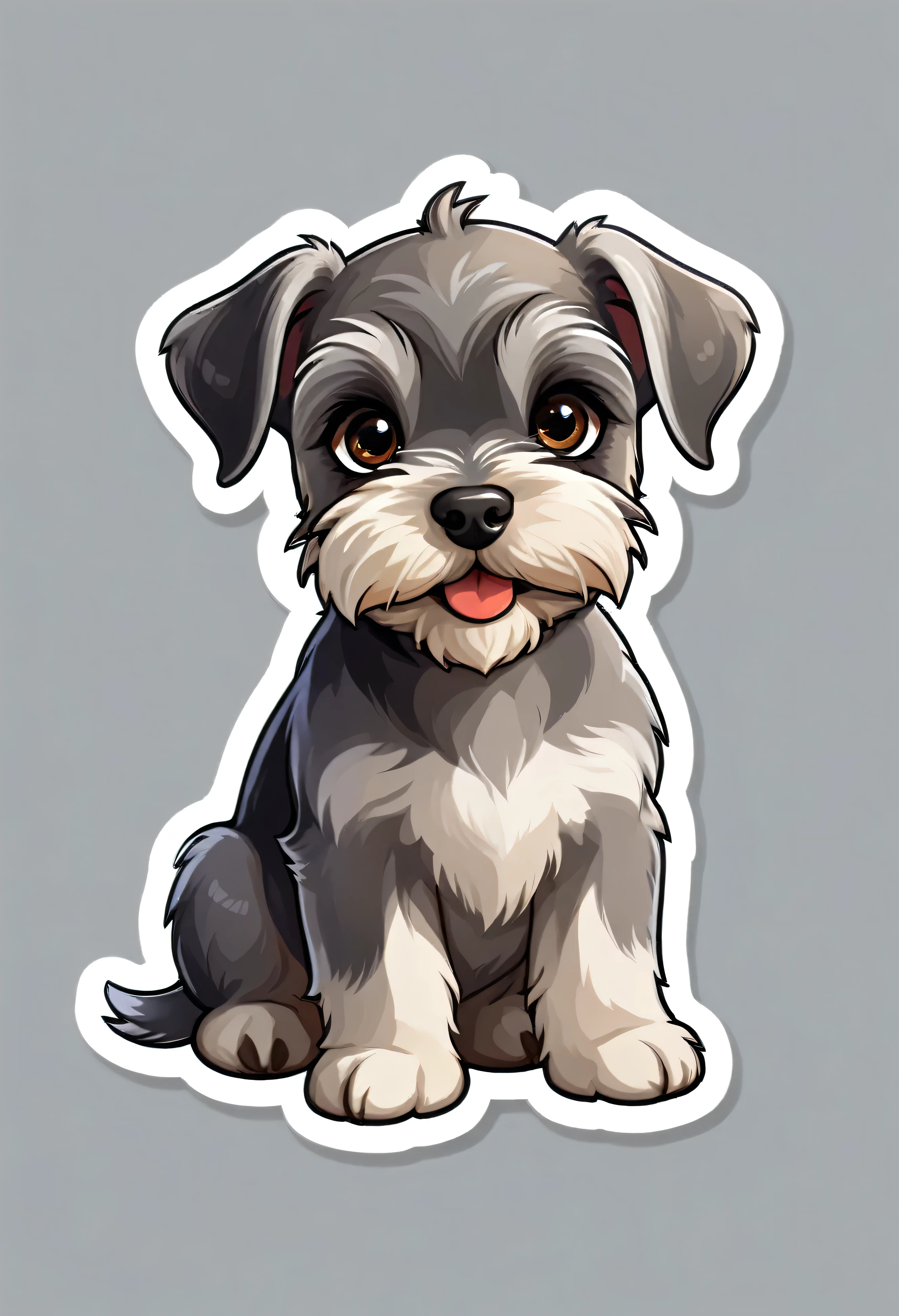 1 sticker, puppy, Miniature Schnauzer ,  Round eyes, Cute eyes, Cute gestures, Cute expression, Simple Background