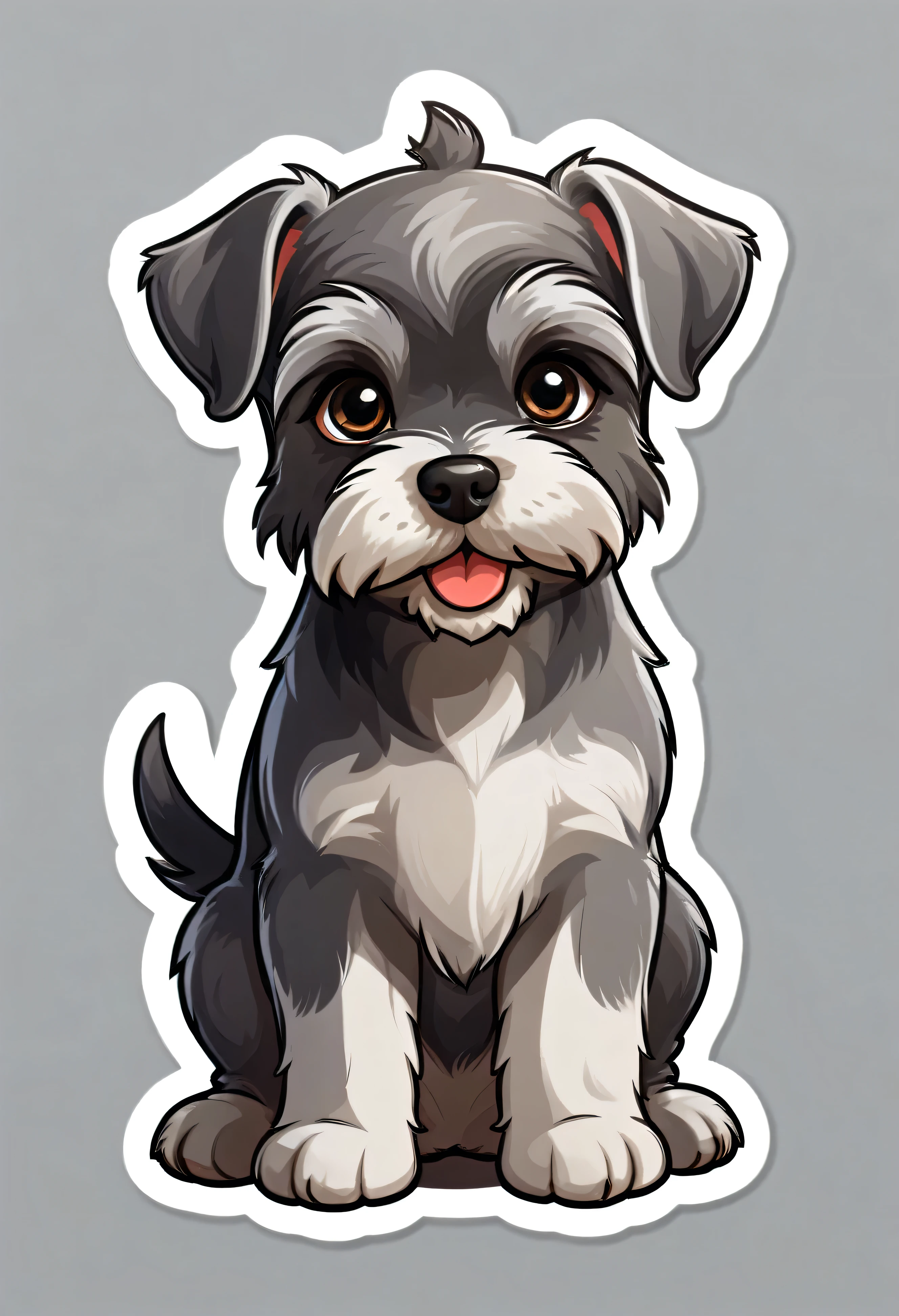 1 sticker, puppy, Miniature Schnauzer , Round eyes, Cute eyes, Cute gestures, Cute expression, Simple Background