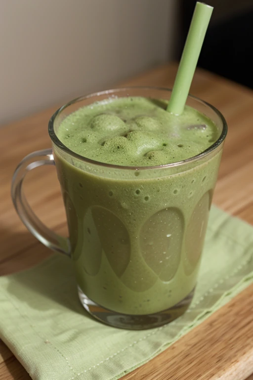 buko shake macha flavor in a small paper cup 