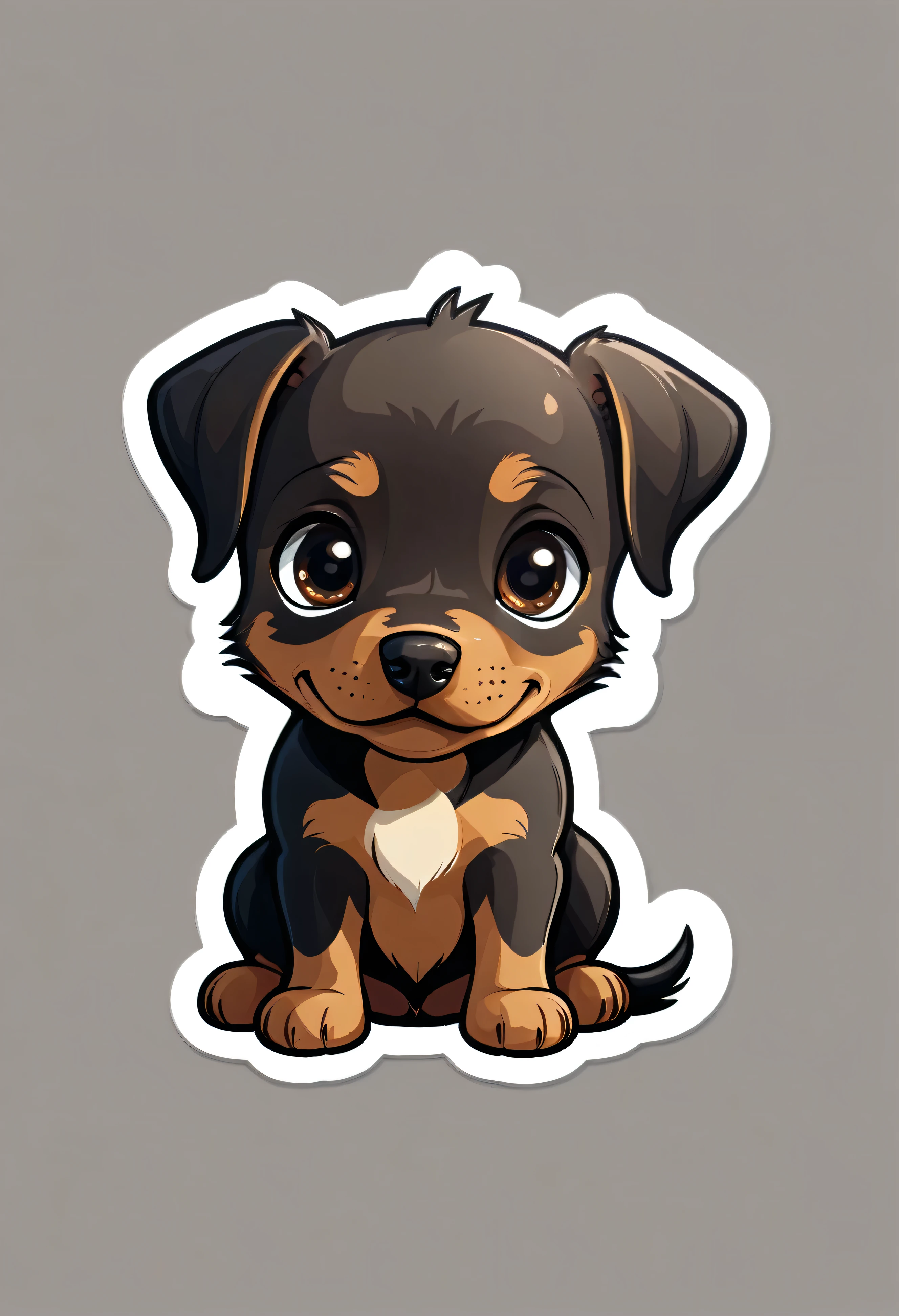 1 sticker, puppy, Doberman , Round eyes, Cute eyes, Cute gestures, Cute expression, Simple Background