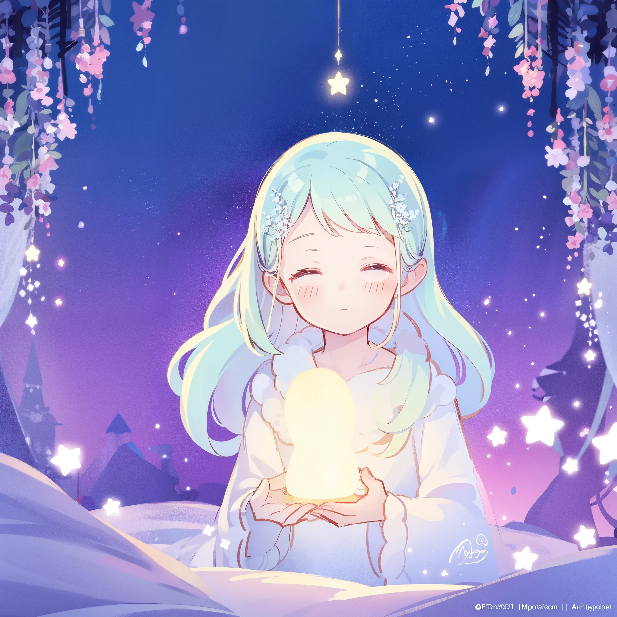 complex background, wishing star background, a woman wearing an ethereal mystical pink translucent dress that reflects the stars, dreamy, peaceful, serene composition, glowing stars, glowing, perfume promo art, mystic, complex drawing, highly detailed, Covergirl brand, promo art, artistic rendition, ethereal, starry night, midjourney style