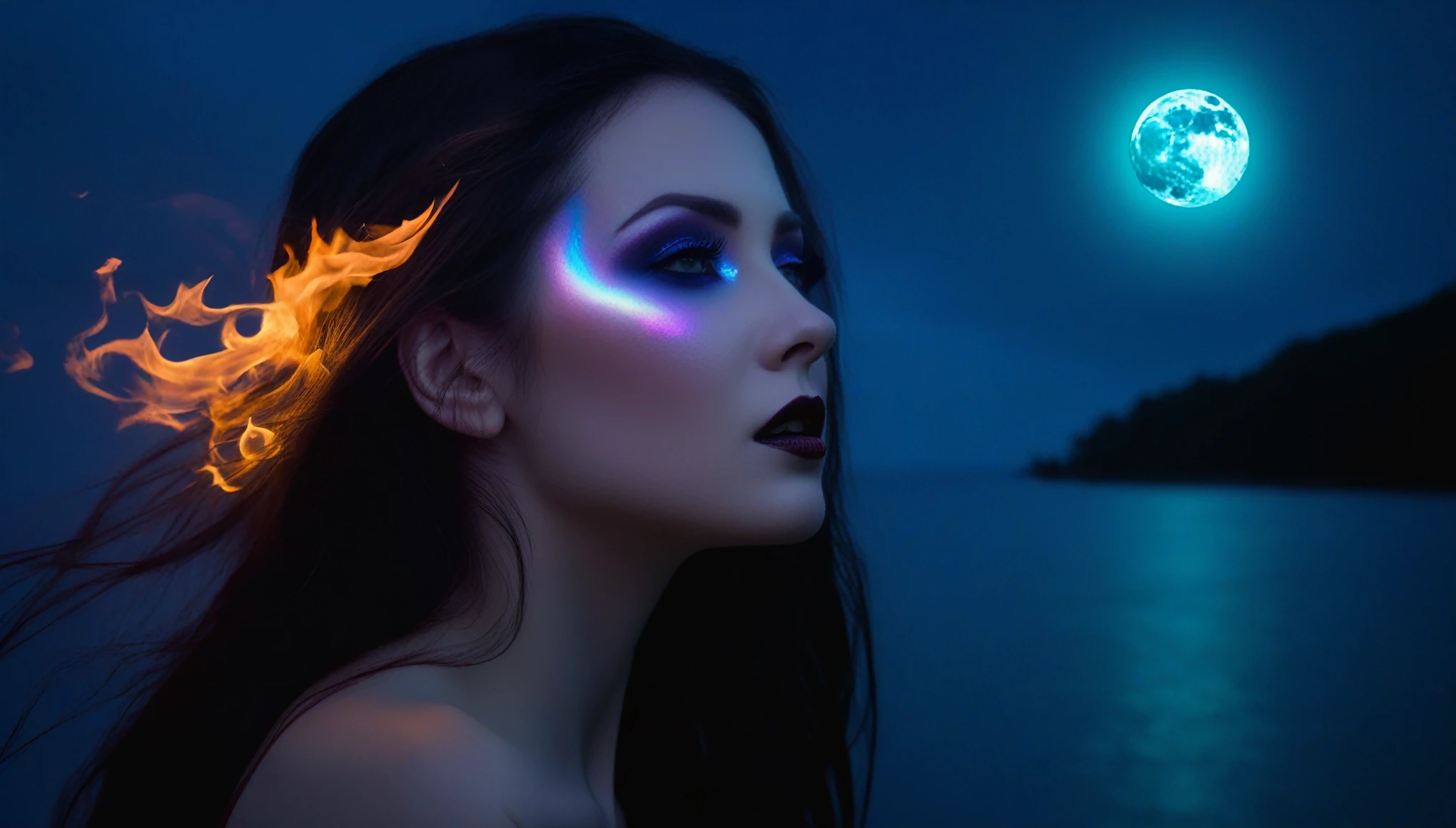 melhor qualidade, ultra-detalhado, realista, retratos, atmosfera escura e misteriosa, olhos brilhantes, Ethereal presence, assustadoramente lindo, ghostly figures in flames, swirling mists, entidades sobrenaturais, demonic essence, formas sombrias, sussurros misteriosos, aura sinistra, frighteningly pale skin, Ramos escuros e retorcidos, elementos macabros, Mysterious and enigmatic, Spectral apparitions, gothic art style, assustadoramente cativante, Reino Espectral, hauntingly melancholy, Beleza de outro mundo, ethereal glow, assustadoramente assustador, chilling and atmospheric, strange and eerie lighting,comprimento total do corpo,very bad Molecule girl opal skin,temperamento maligno,foto de corpo inteiro,Cabelo longo Rubyfall,sardas,cara bonita,tiro de corpo inteiro,paisagem sinistra,Simon Staalhag,primary colours,urbano,extremamente detalhado,Obra de arte,detalhes intrincados,desaparecido,eyes extremamente detalhado, olhos altamente detalhados,8k resolution,CRU, Nikon Z9,cidade na montanha no fundo,niobium chalcopyrite moon,Moon dragon,PhotoSnap in action,extremamente fotorrealismo,paisagem extremamente perigosa,Raja Ampat and Indonesia