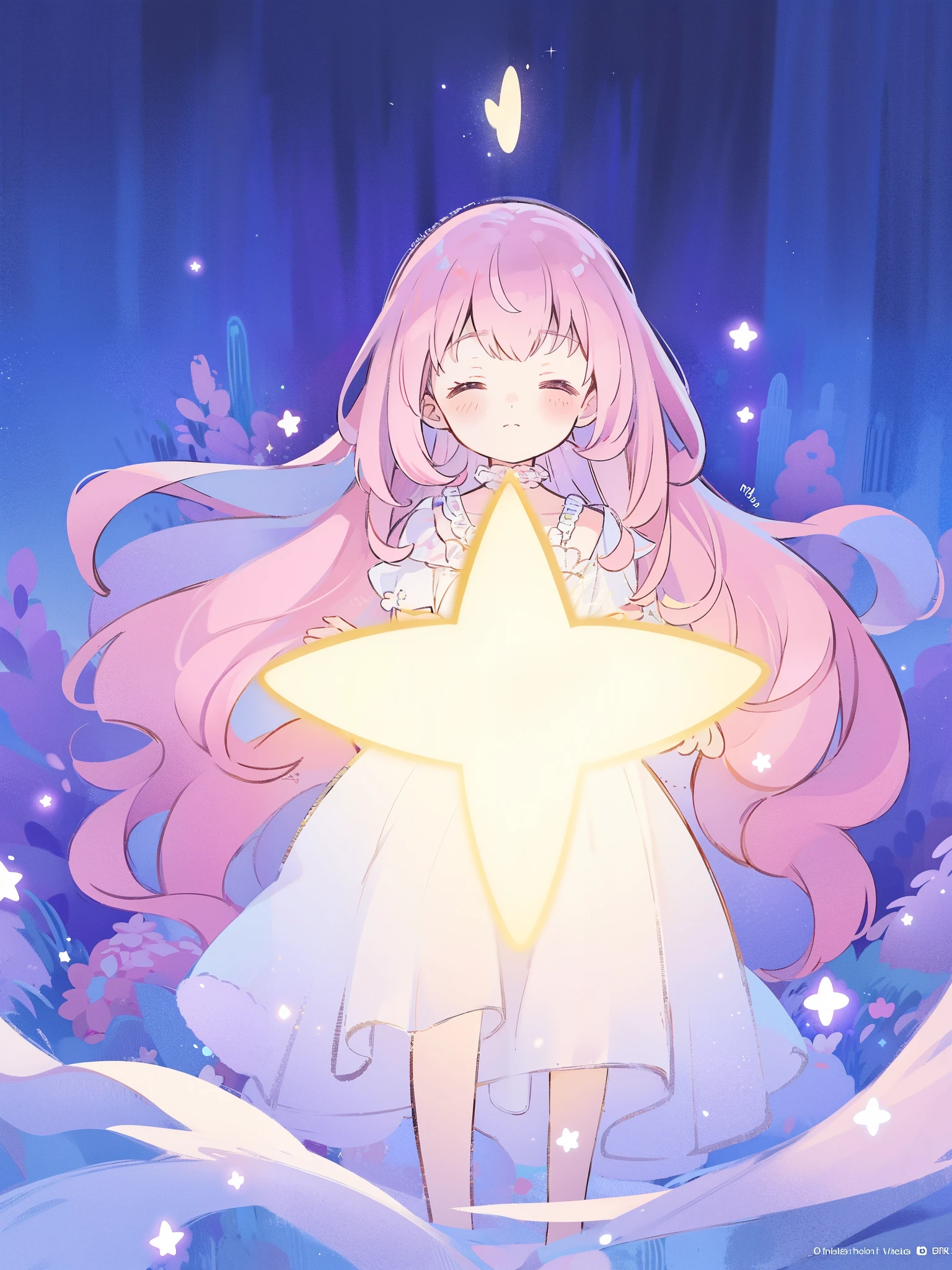complex background, wishing star background, a woman wearing an ethereal mystical pink translucent dress that reflects the stars, perfume promo art, mystic, complex drawing, highly detailed, Covergirl brand, promo art, artistic rendition, ethereal, starry night, midjourney style