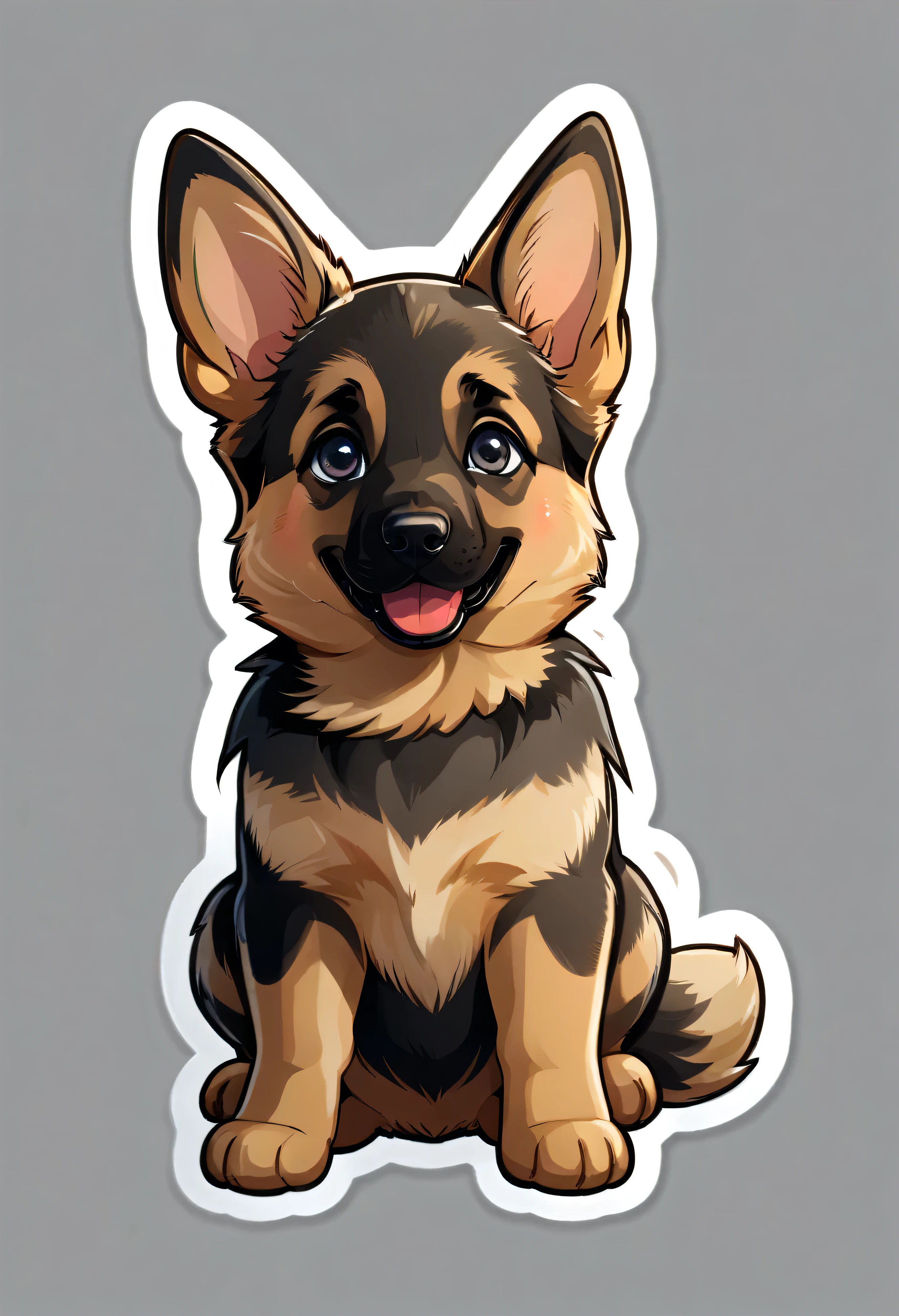 1 sticker, puppy, German Shepherd , Round eyes, Cute eyes, Cute gestures, Cute expression, Simple Background