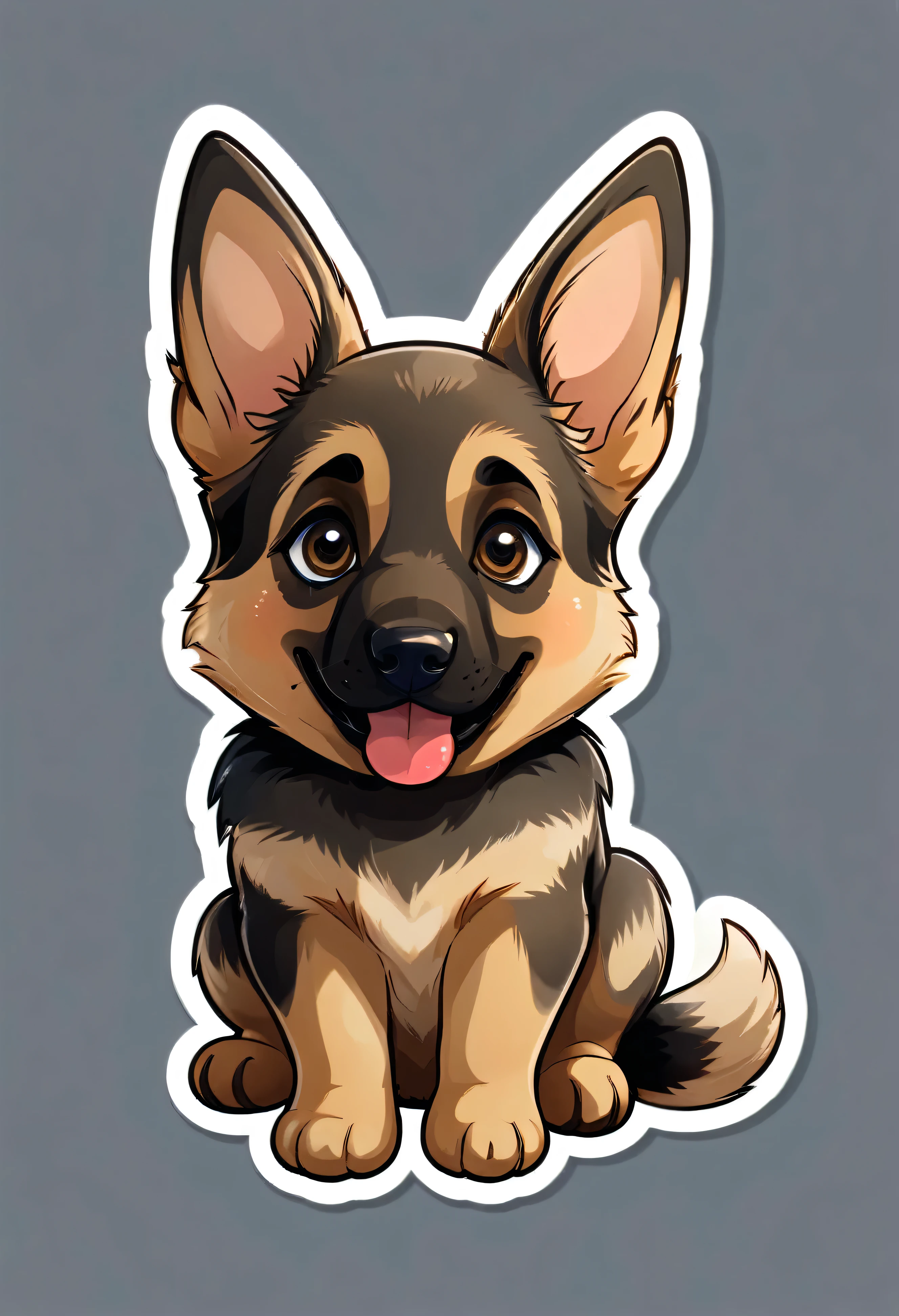 1 sticker, puppy, German Shepherd ,  Round eyes, Cute eyes, Cute gestures, Cute expression, Simple Background