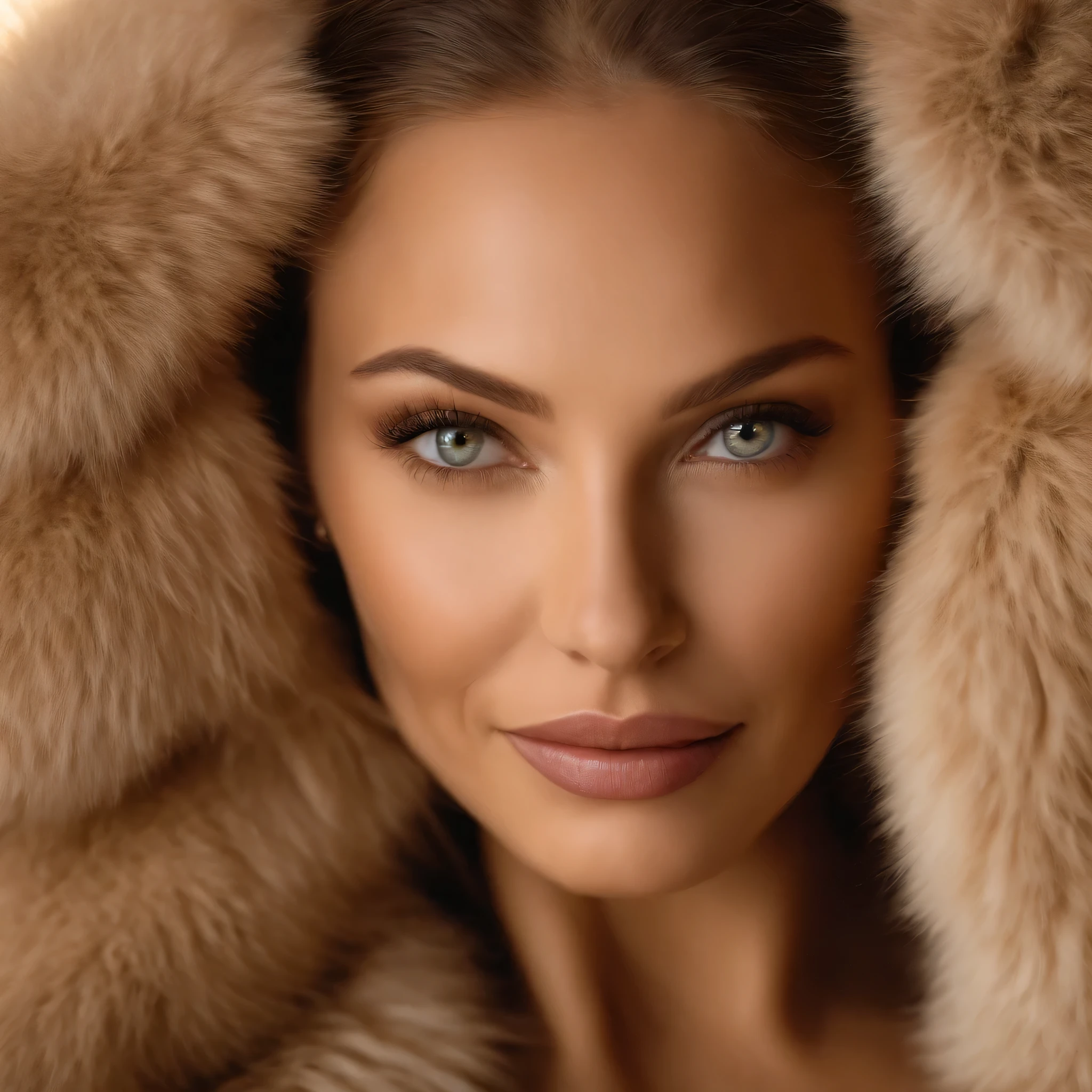 35 ans,(Une MILF:1.2), visage rond, un regard captivant, yeux verts, cheveux blonds,A very wide and very thick, very short sand mink fur coat, fifty centimeters thick, duveteux, naturel, with an ultra thick white and sand mink fur collar, three layers, souriante, fully nude front view, bare shoulders, and two large breast discovered by the fur, Ornella Muti jeune, Detailed wrinkles (8K, high resolution, Ultra-quality, A quality of'image ultra élevée, ultrarealistic, best quality:1.2) (gros seins en bonnet D:1.1), eyes visible through the hair, with silver gray hair, bobbed hair, Bonne position des yeux, cinematic light, Soft light, lombes, la nuit, detailed color background, Convoluted, Very detailed, 8K, Overall Silhouette, posant professionnellement sur un canapé penthouse, En regardant directement la caméraUne photo d'une femme souriante Nikon D850, objectif 85 mm