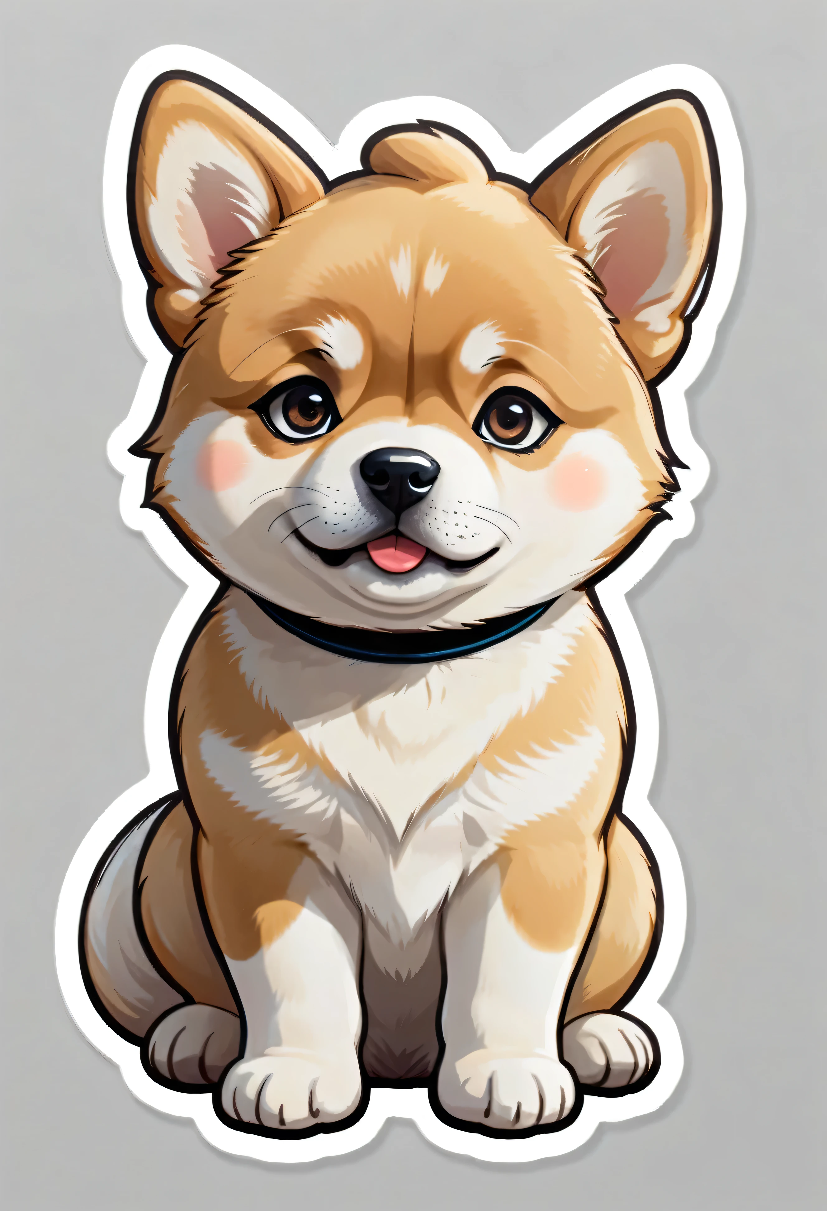 1 sticker, puppy, Akita dog , Round eyes, Cute eyes, Cute gestures, Cute expression, Simple Background