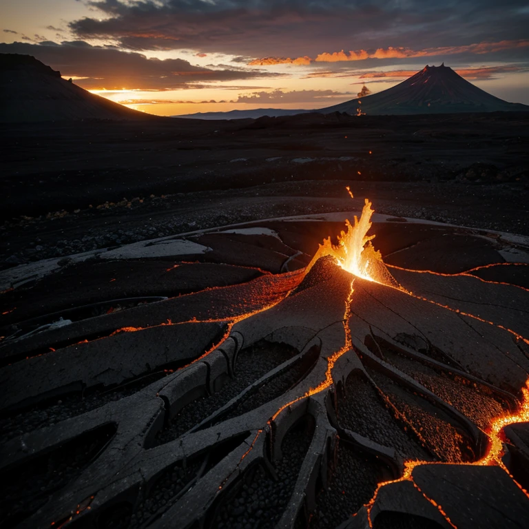 Multiple cracks on a lava mountain 