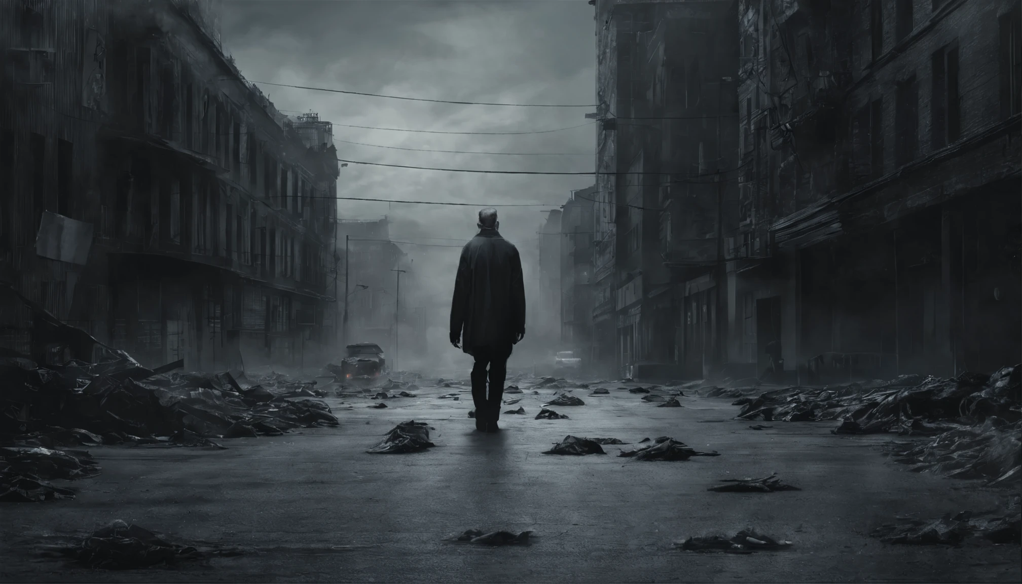 (melhor qualidade, Altas, artistic masterpiece, realista:1.2), atmosfera sombria e misteriosa, Young man walking on sidewalk with moving cars in a city, Strangely poetic, Psychological dissection, Conceptual exploration