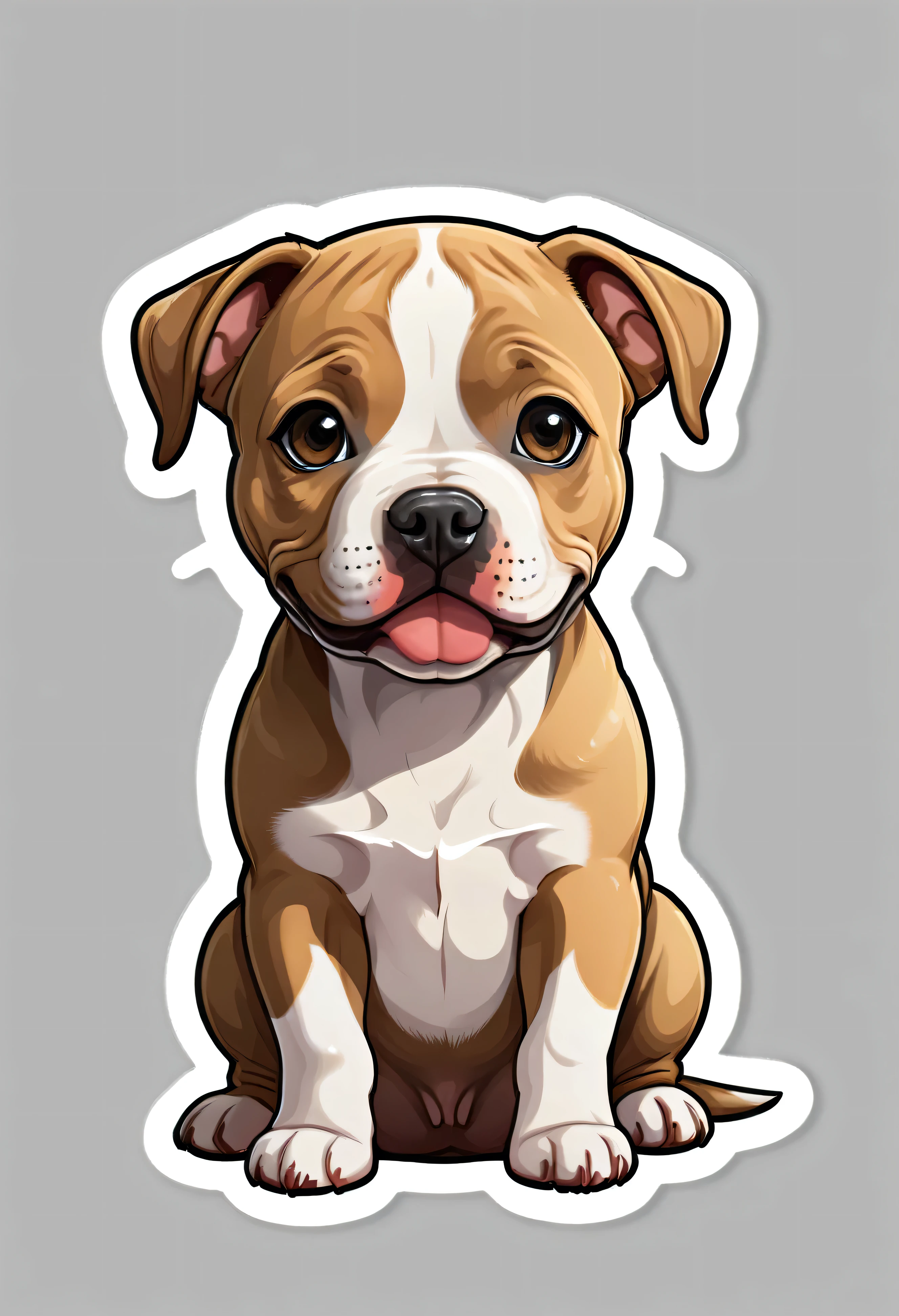 1 sticker, puppy, American Staffordshire Terrier ,  Round eyes, Cute eyes, Cute gestures, Cute expression, Simple Background