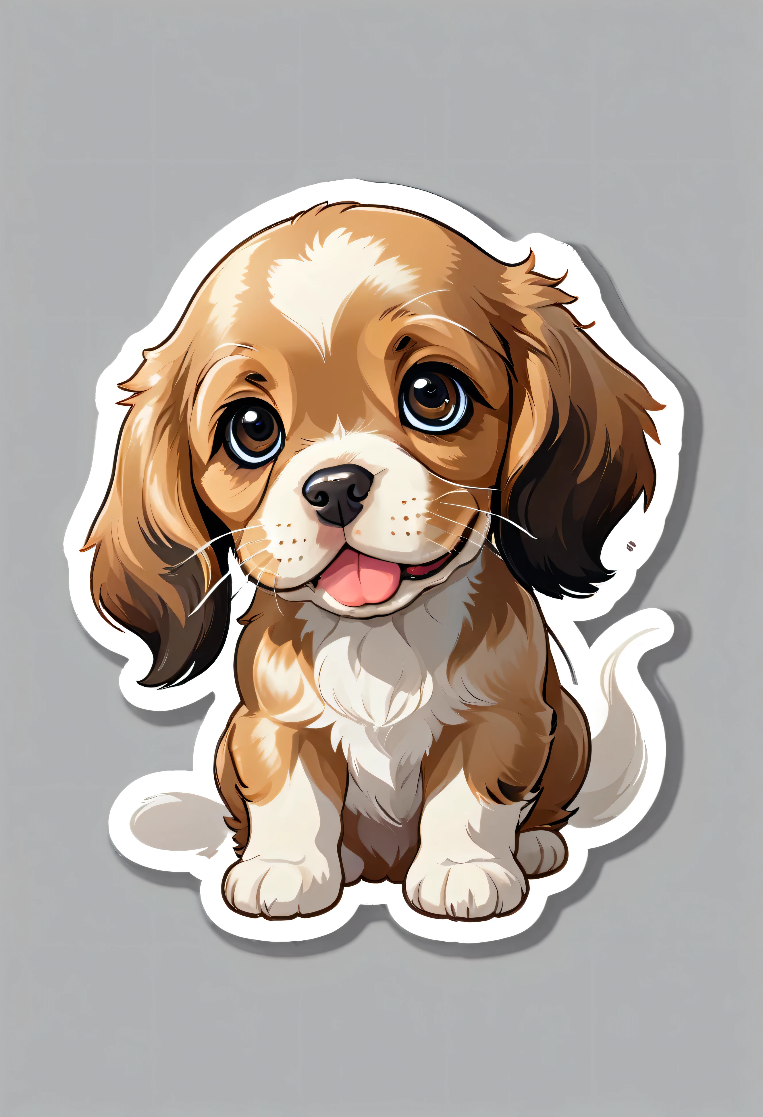 1 sticker, puppy, English Cocker Spaniel ,  Round eyes, Cute eyes, Cute gestures, Cute expression, Simple Background