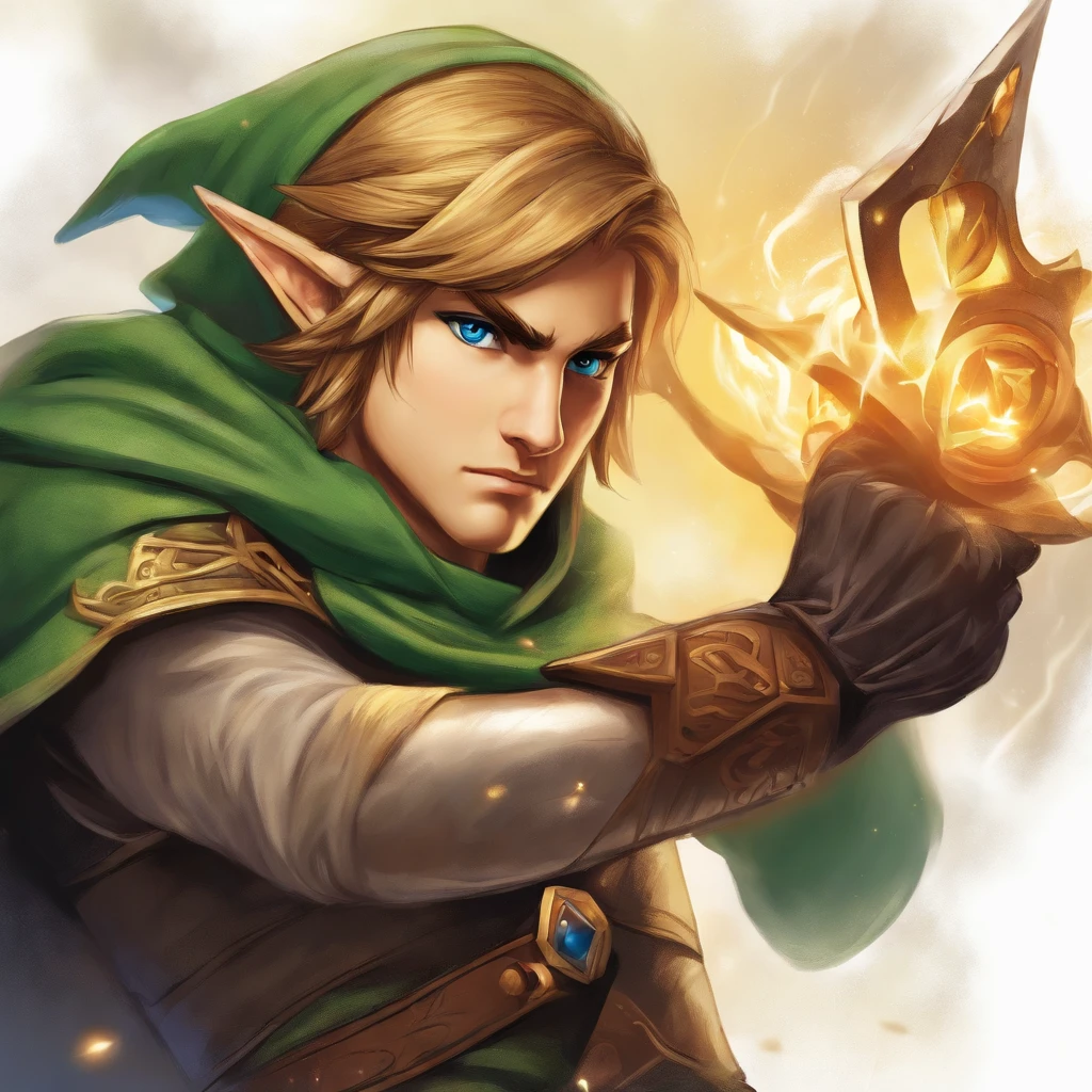 Draw Link from the legend of Zelda with the Magic the Gathering drawing style